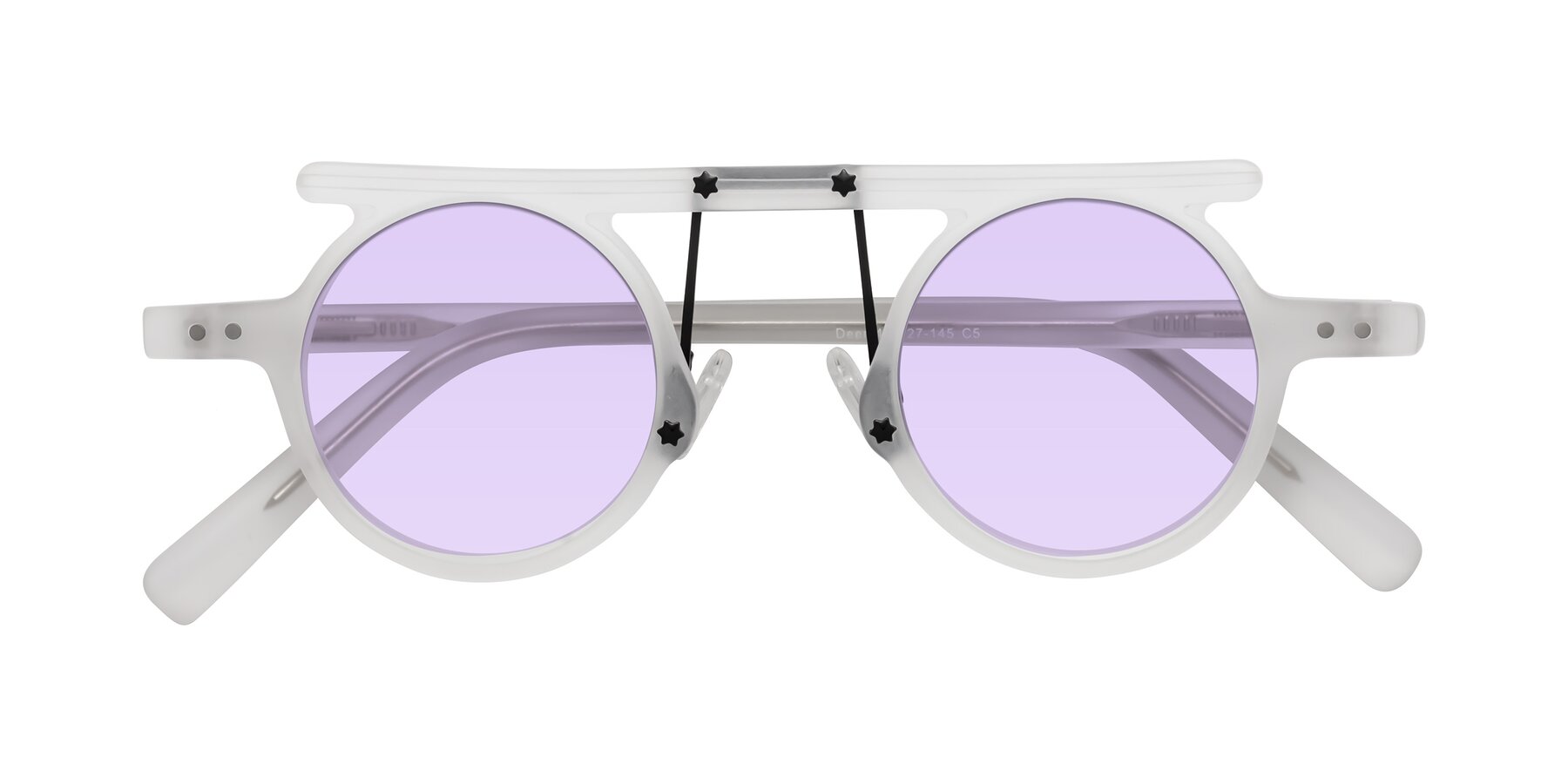 Folded Front of Deer in Matte White with Light Purple Tinted Lenses