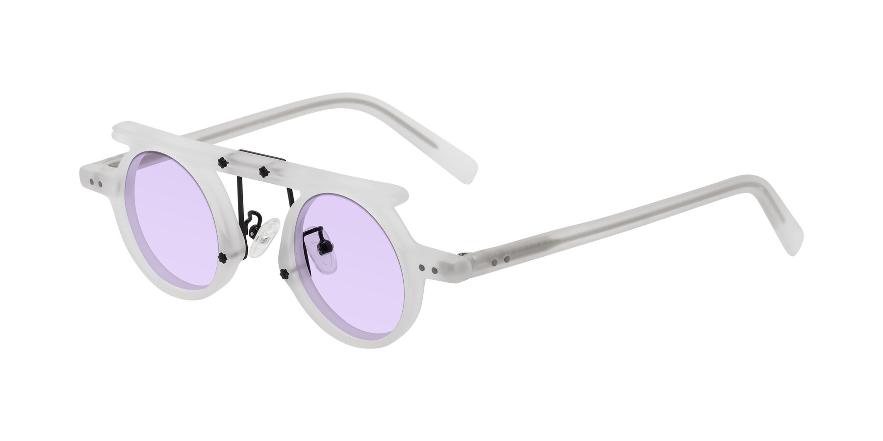 Angle of Deer in Matte White with Light Purple Tinted Lenses