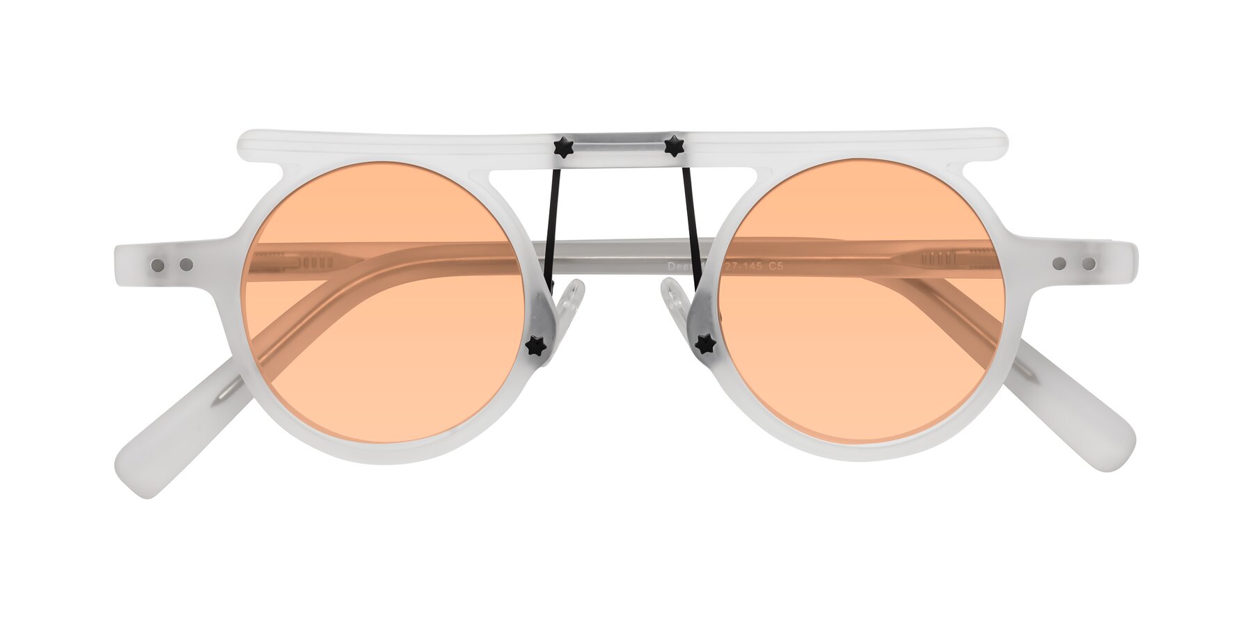 Folded Front of Deer in Matte White with Light Orange Tinted Lenses