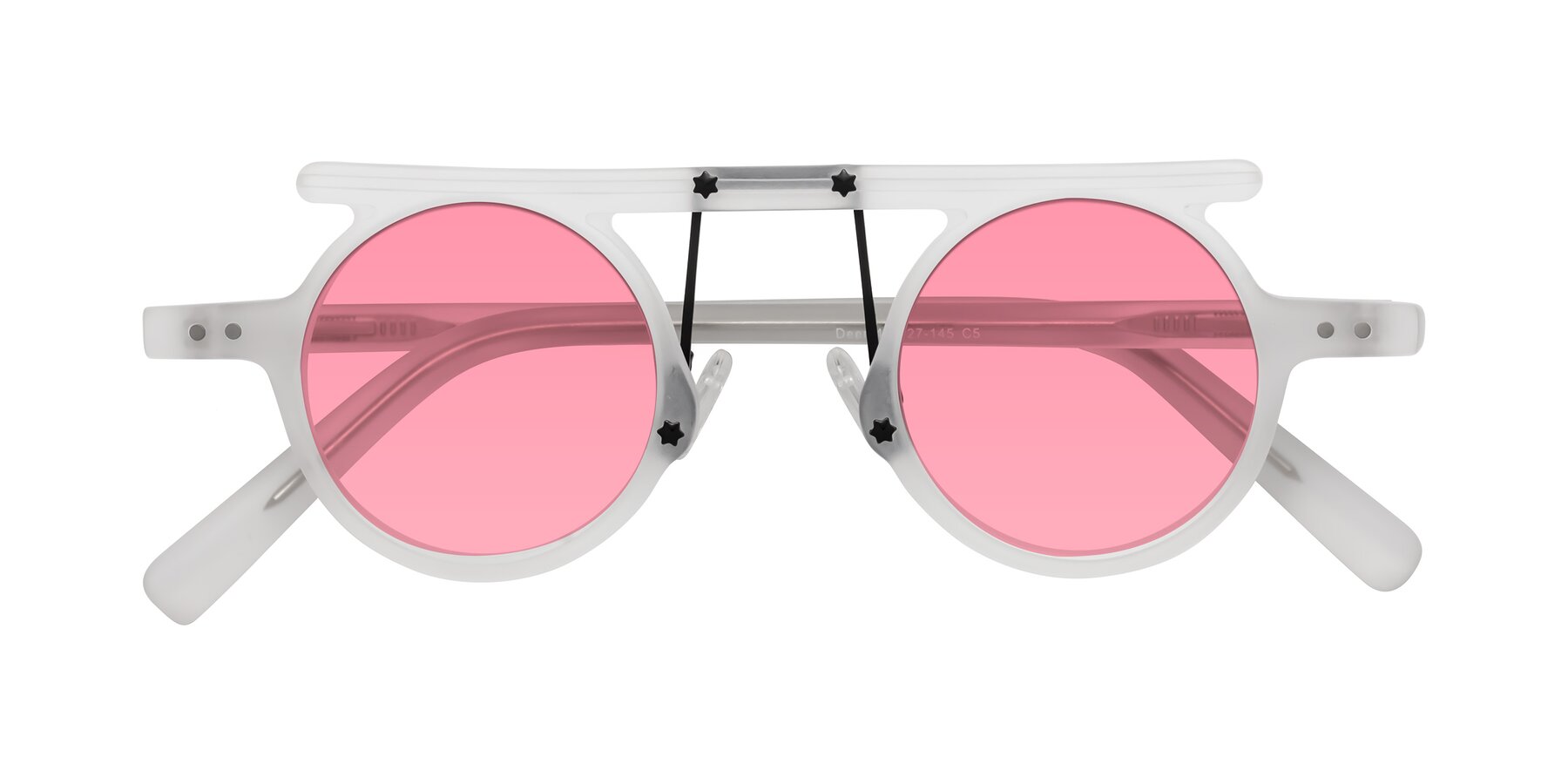 Folded Front of Deer in Matte White with Pink Tinted Lenses