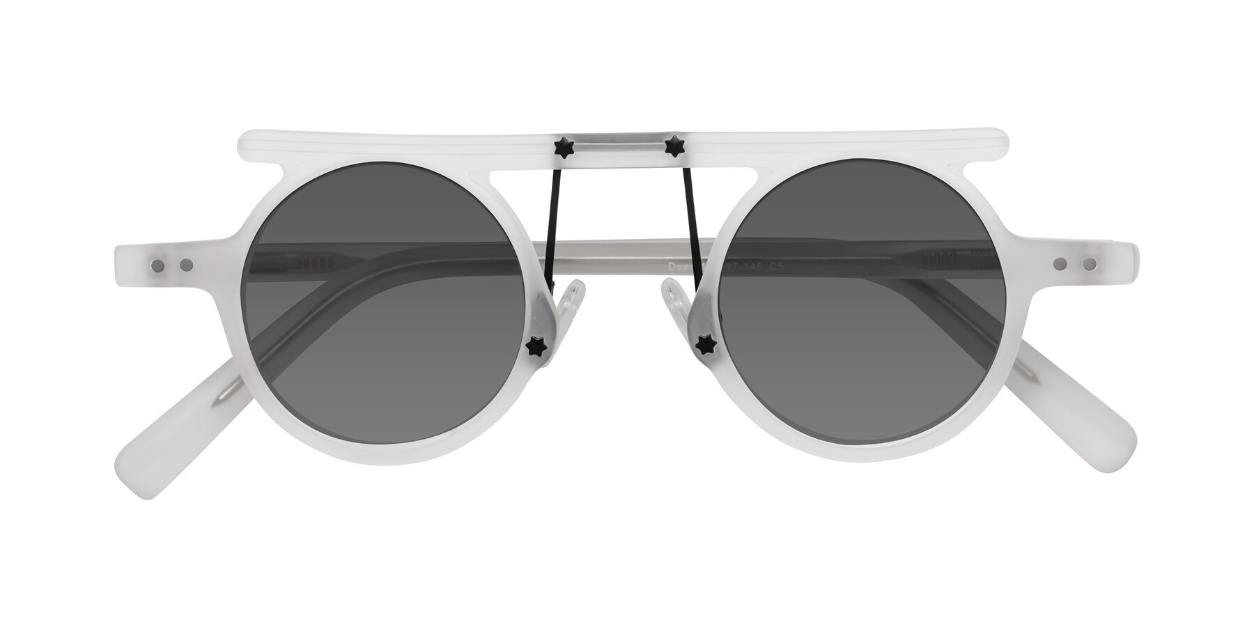 Folded Front of Deer in Matte White with Medium Gray Tinted Lenses