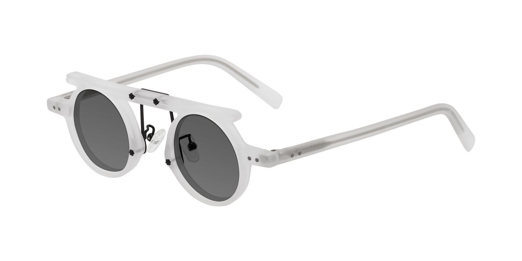 Angle of Deer in Matte White with Medium Gray Tinted Lenses