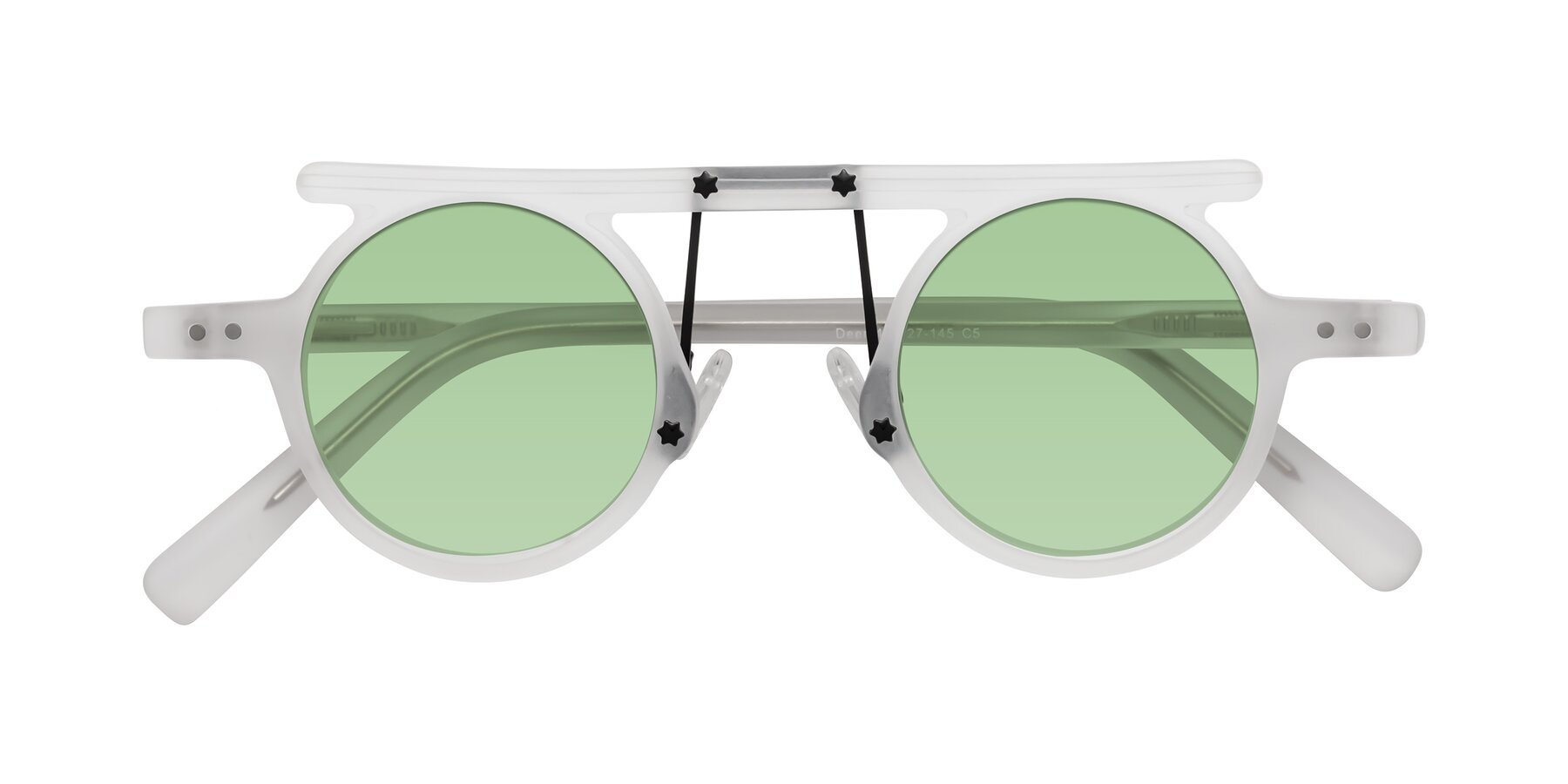 Folded Front of Deer in Matte White with Medium Green Tinted Lenses