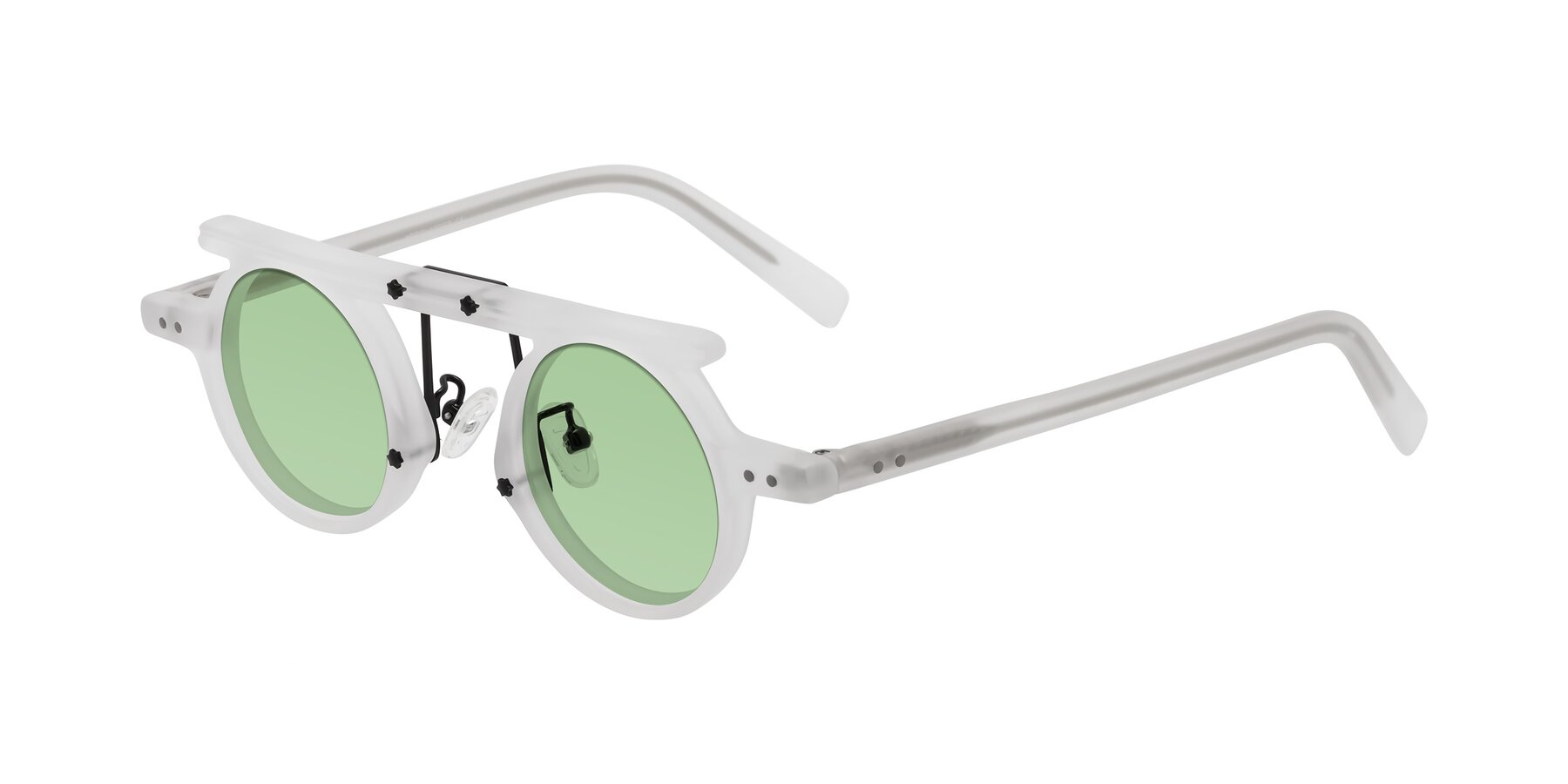 Angle of Deer in Matte White with Medium Green Tinted Lenses