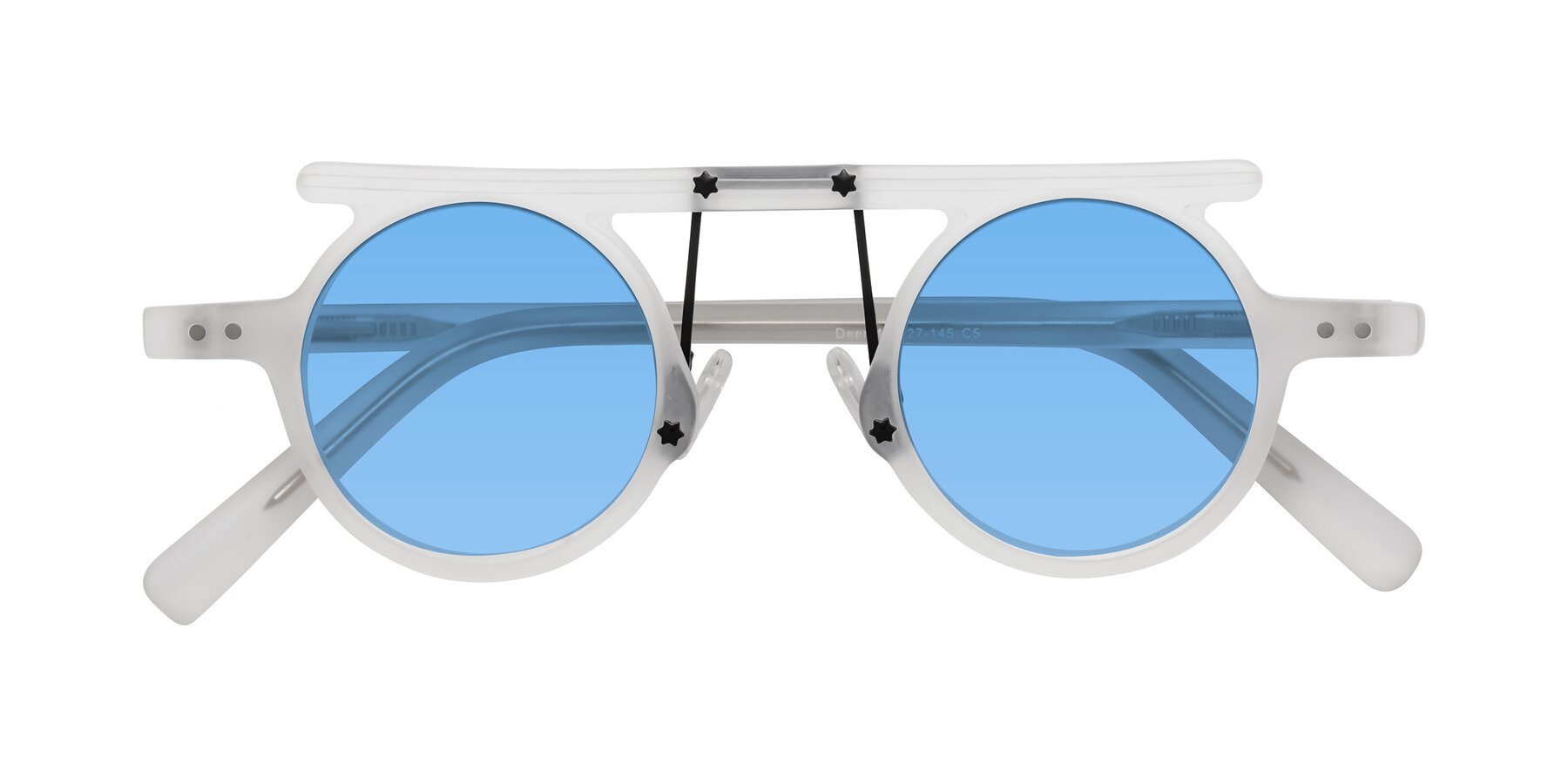 Folded Front of Deer in Matte White with Medium Blue Tinted Lenses