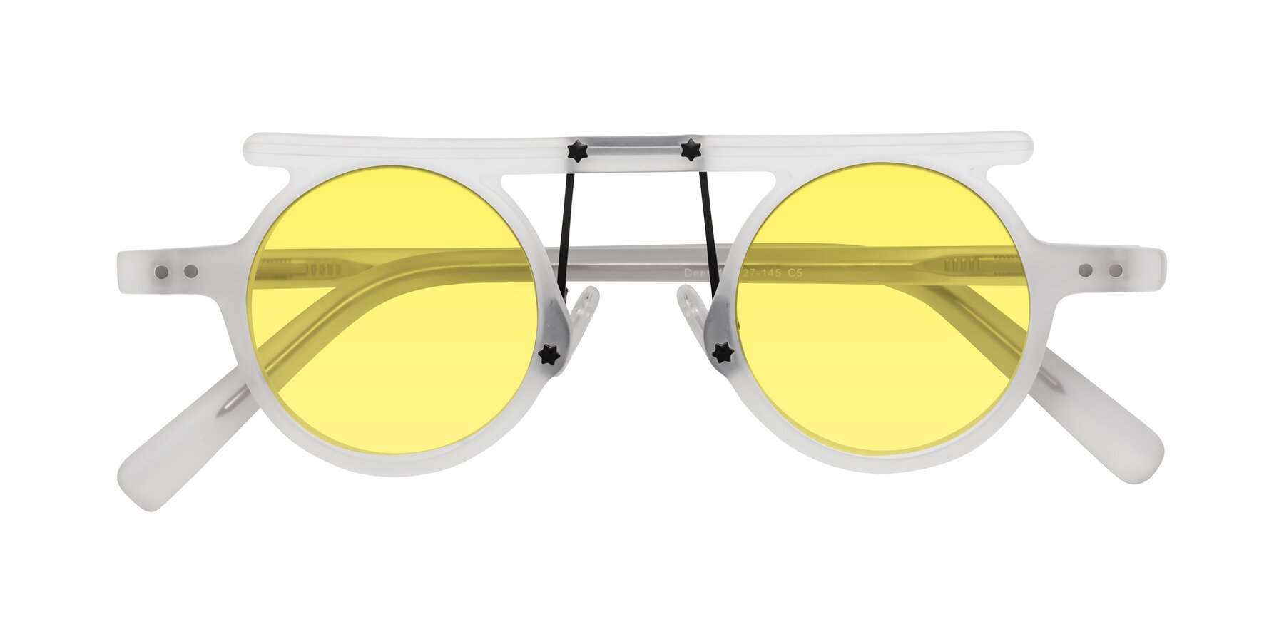 Folded Front of Deer in Matte White with Medium Yellow Tinted Lenses