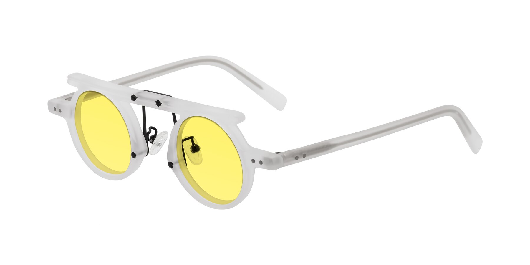 Angle of Deer in Matte White with Medium Yellow Tinted Lenses