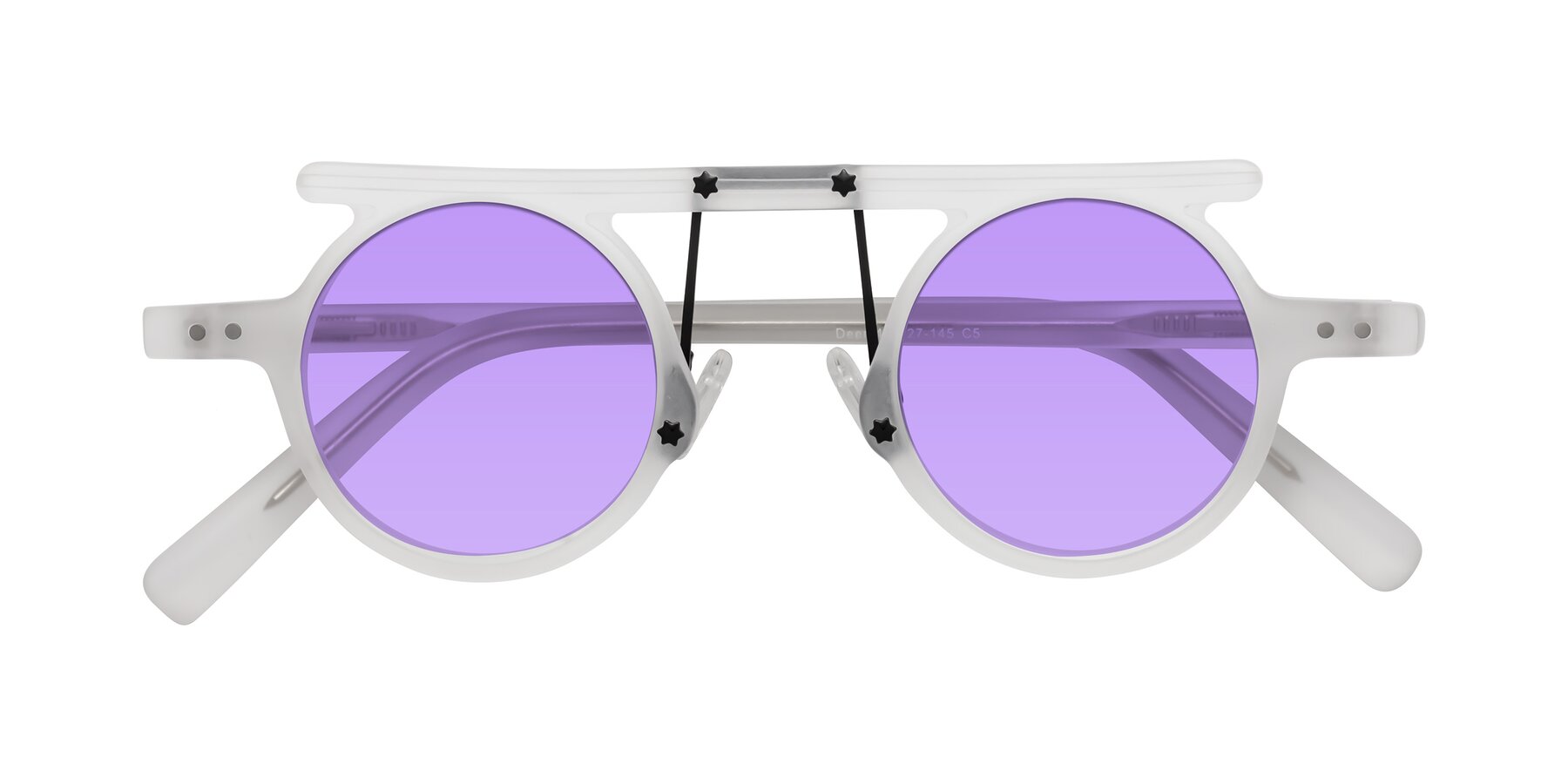 Folded Front of Deer in Matte White with Medium Purple Tinted Lenses