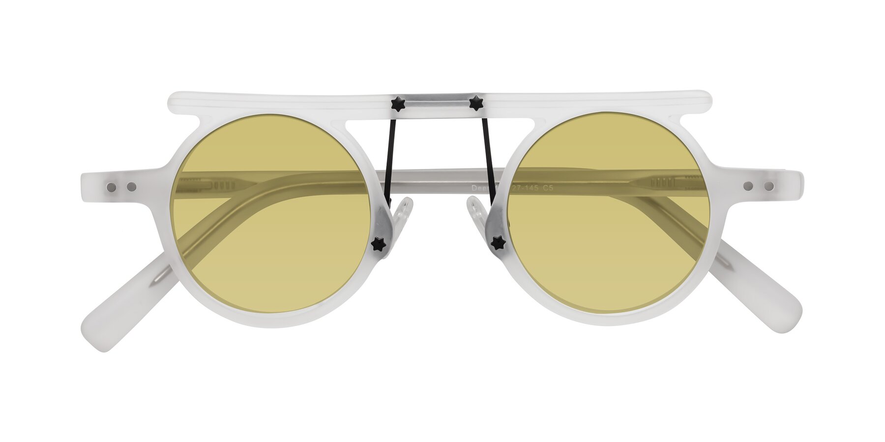 Folded Front of Deer in Matte White with Medium Champagne Tinted Lenses