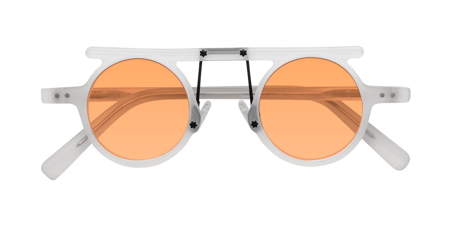 Folded Front of Deer in Matte White with Medium Orange Tinted Lenses