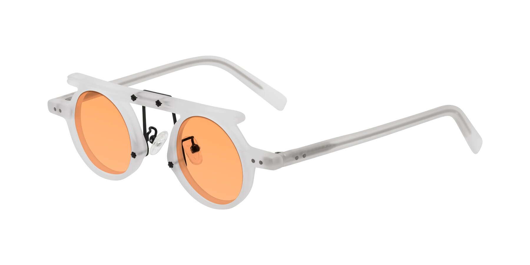 Angle of Deer in Matte White with Medium Orange Tinted Lenses