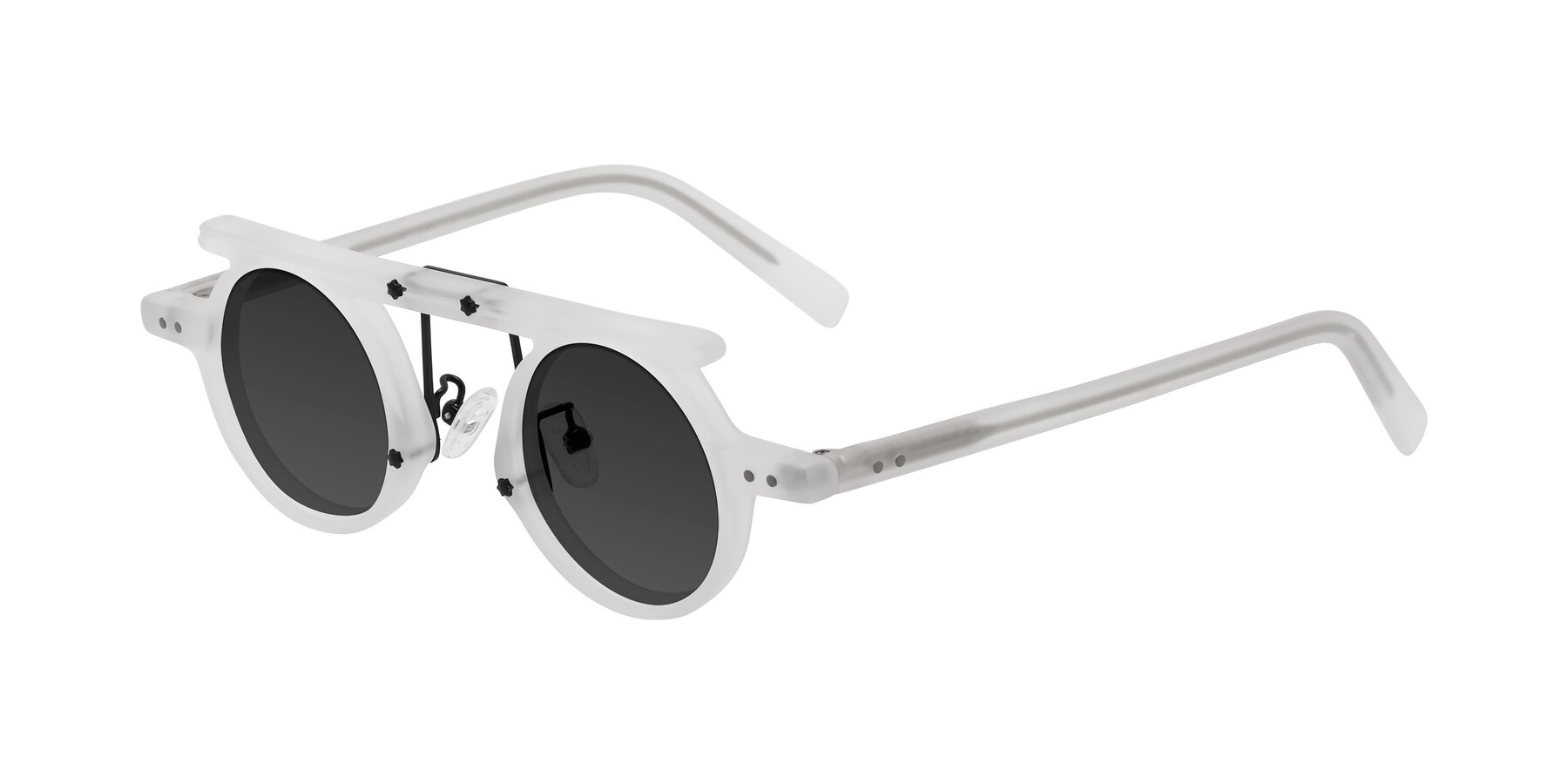 Angle of Deer in Matte White with Gray Tinted Lenses