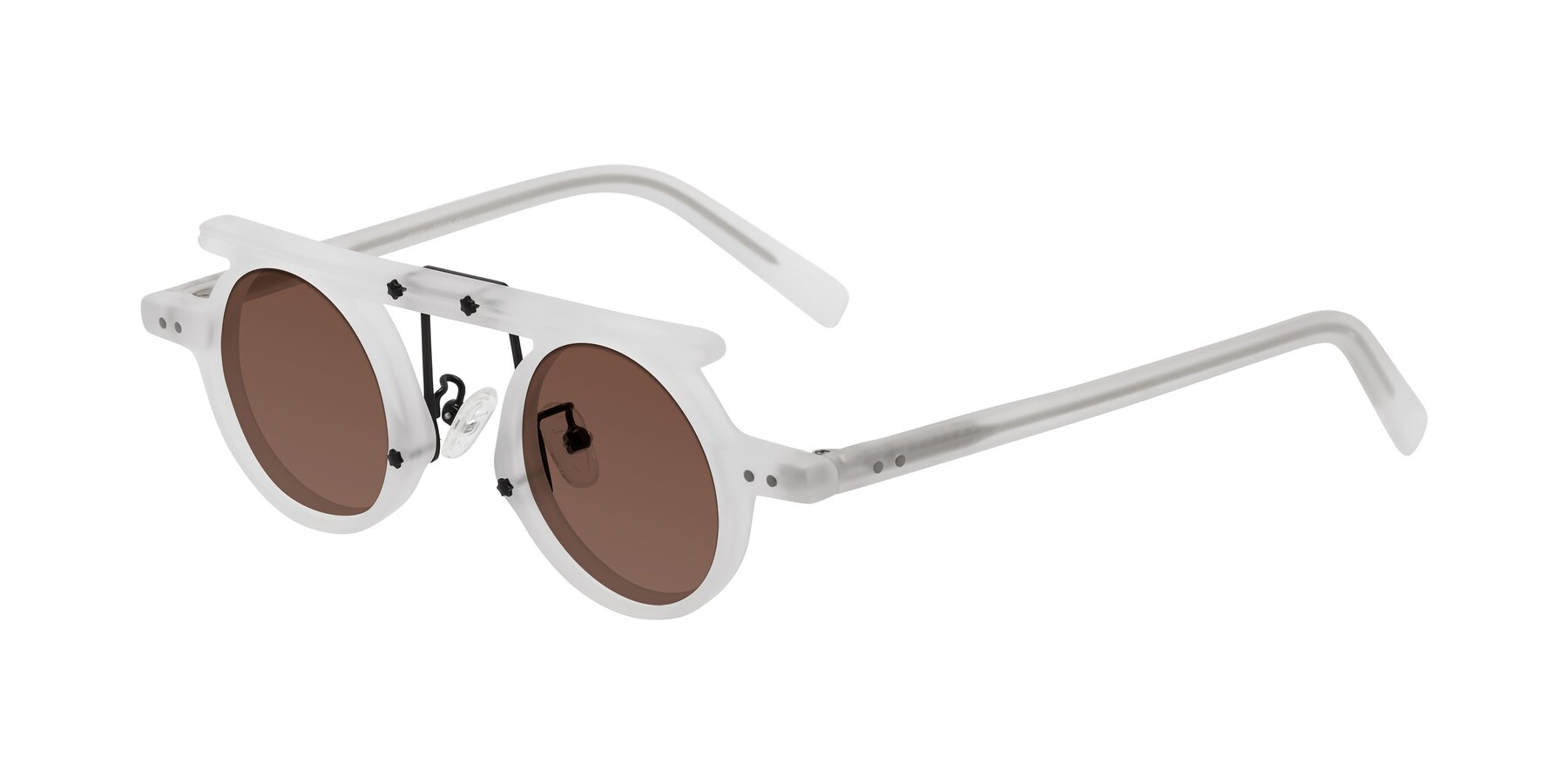 Angle of Deer in Matte White with Brown Tinted Lenses