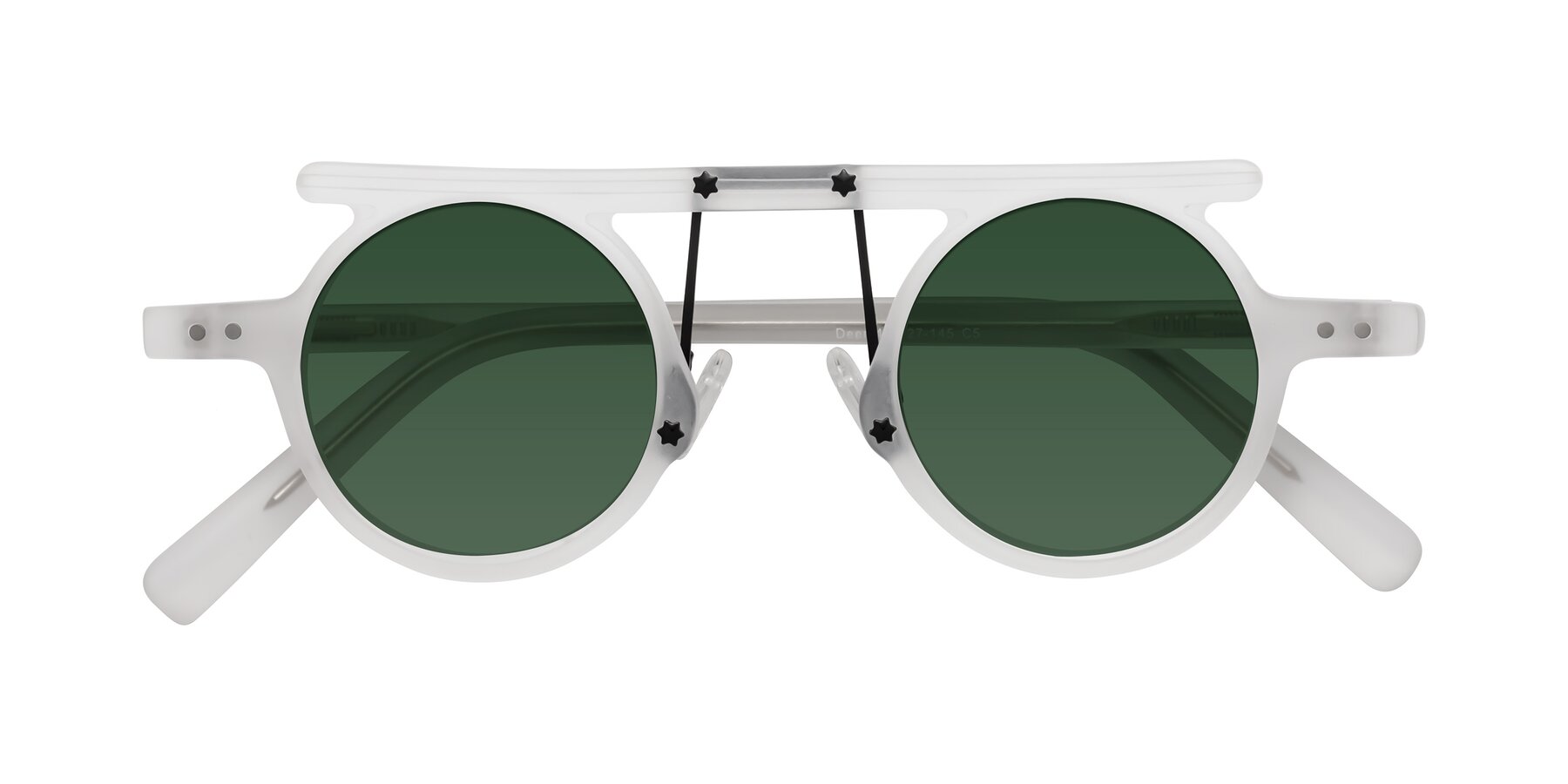 Folded Front of Deer in Matte White with Green Tinted Lenses