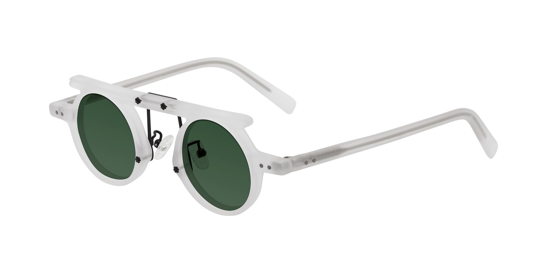 Angle of Deer in Matte White with Green Tinted Lenses