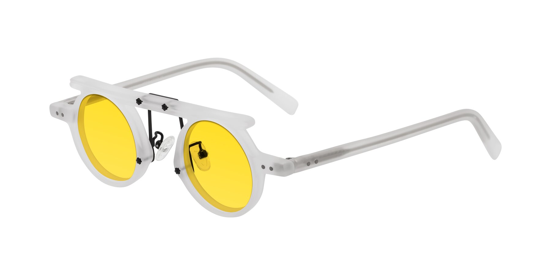 Angle of Deer in Matte White with Yellow Tinted Lenses