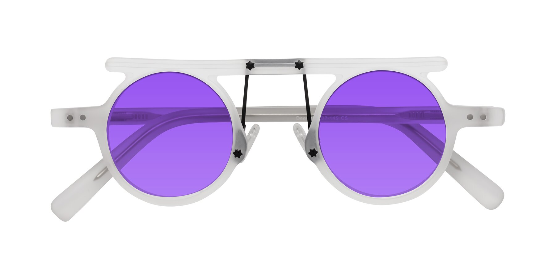 Folded Front of Deer in Matte White with Purple Tinted Lenses