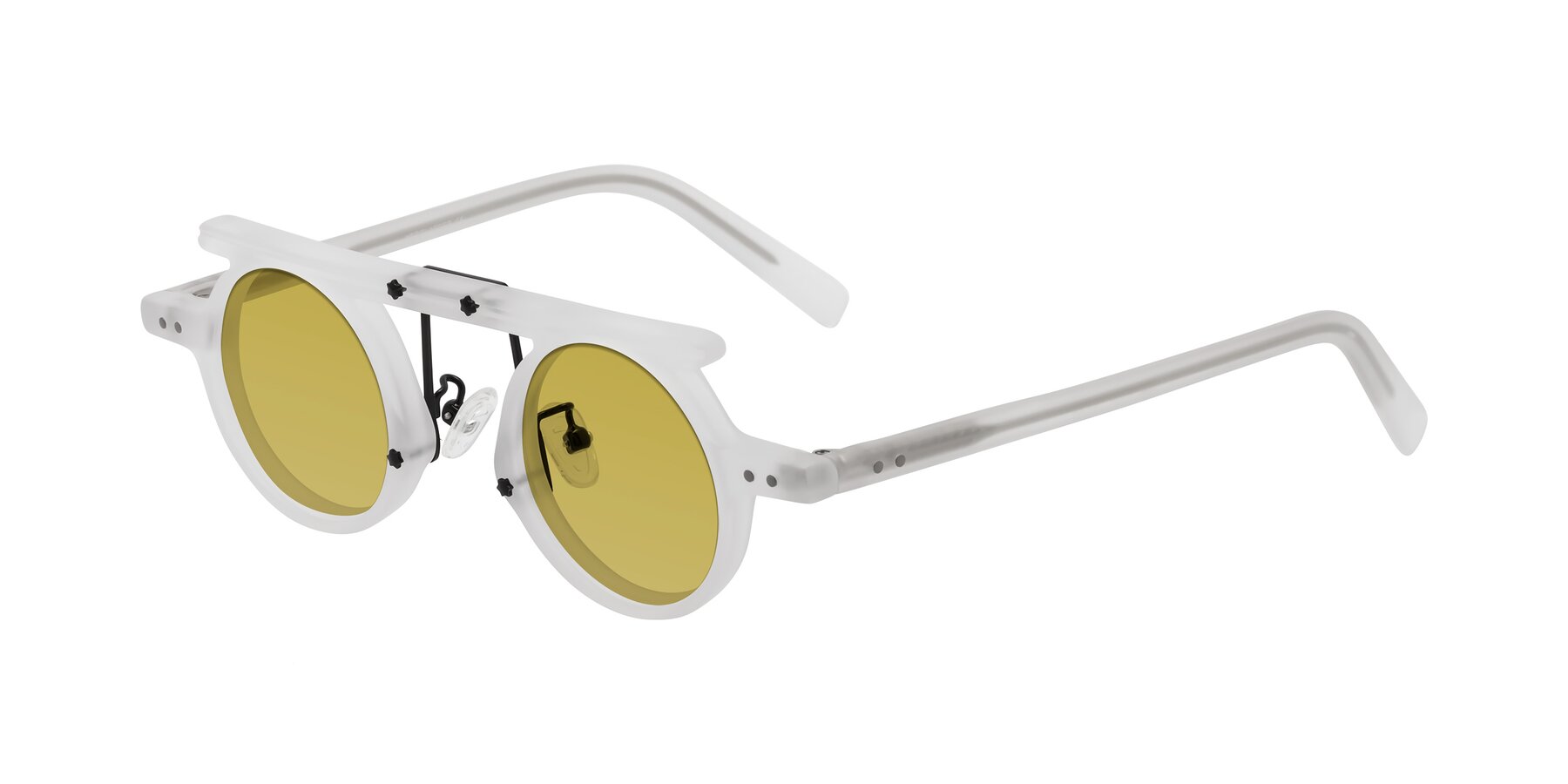 Angle of Deer in Matte White with Champagne Tinted Lenses