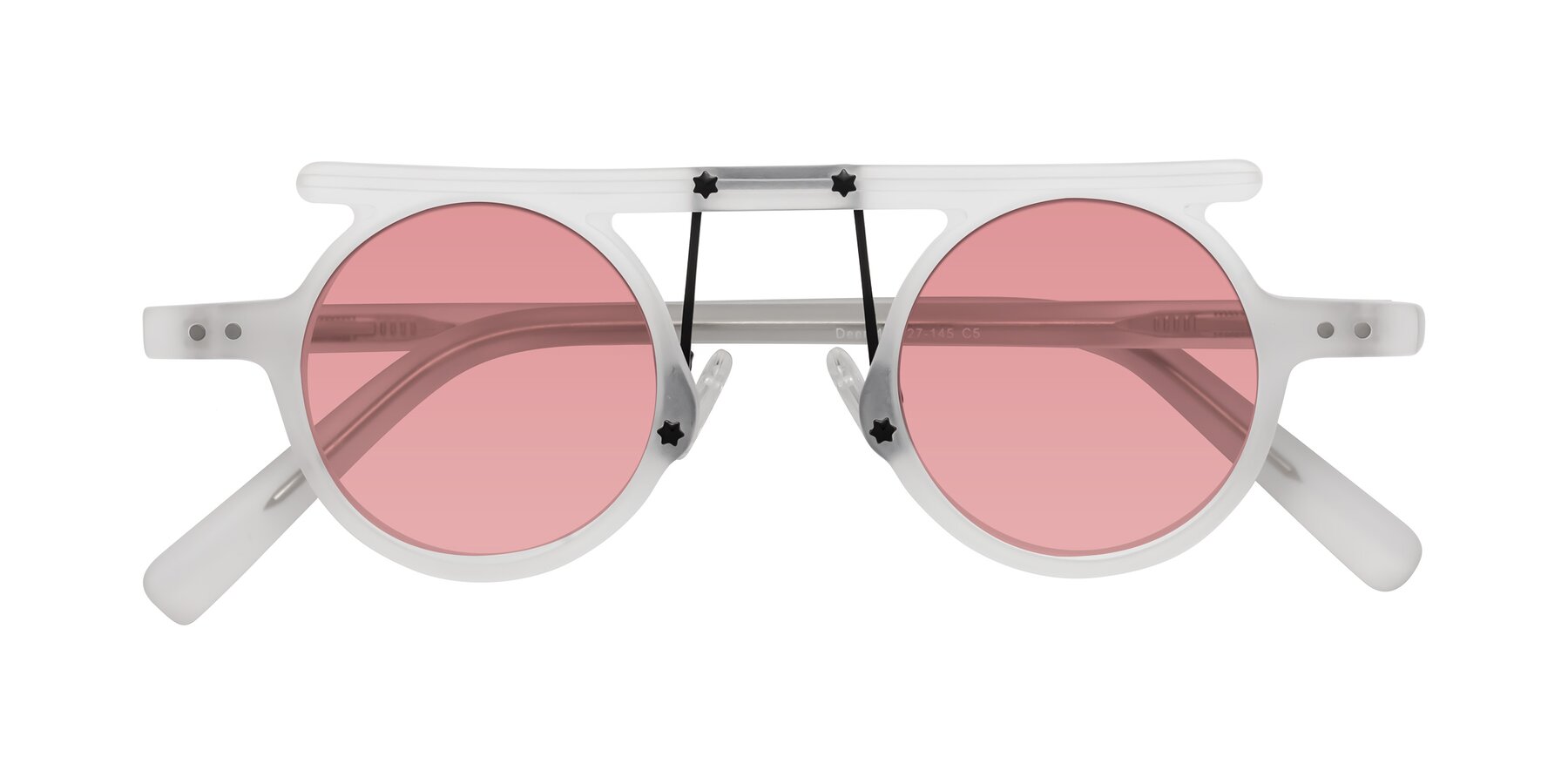 Folded Front of Deer in Matte White with Medium Garnet Tinted Lenses