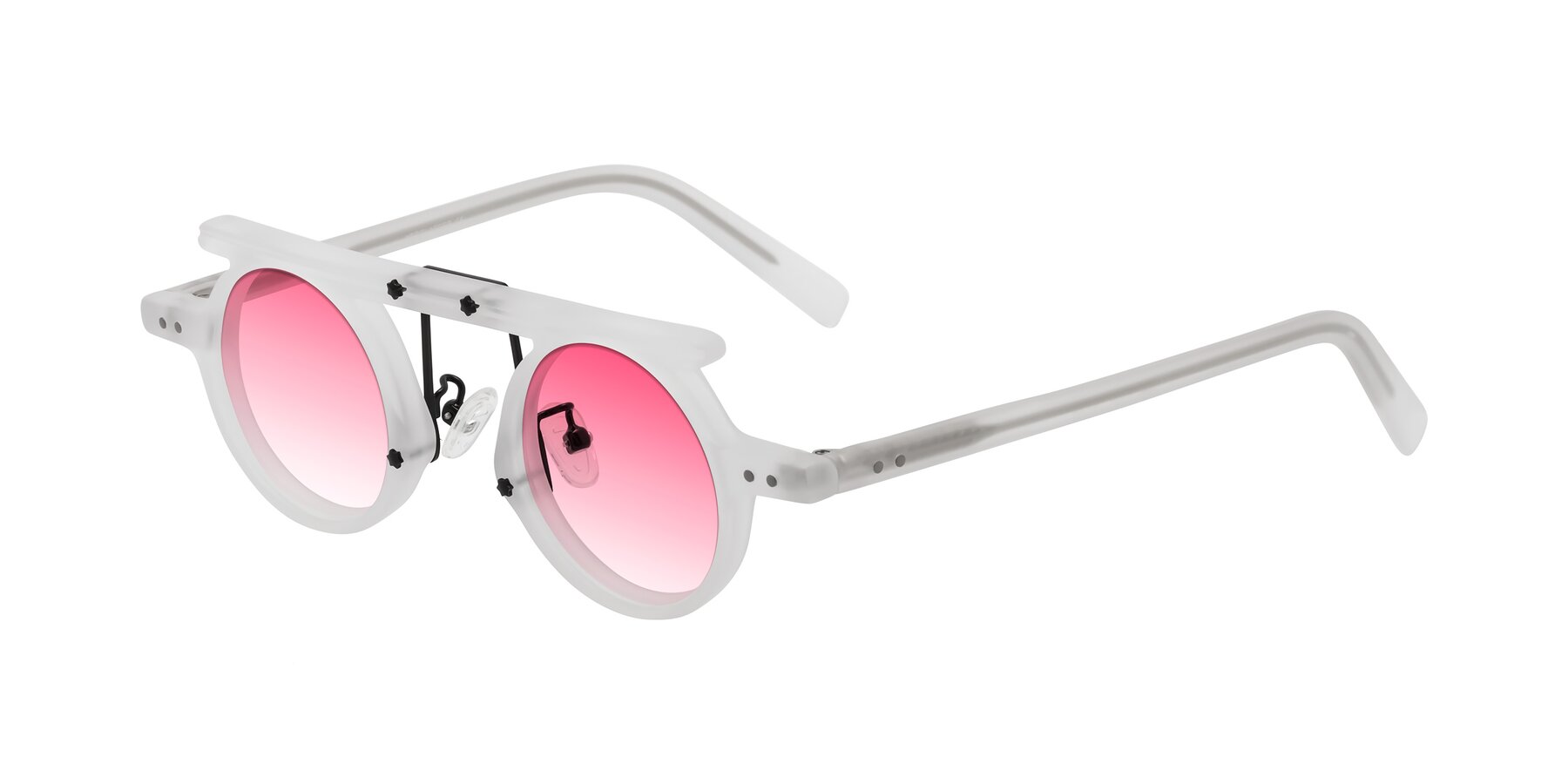 Angle of Deer in Matte White with Pink Gradient Lenses