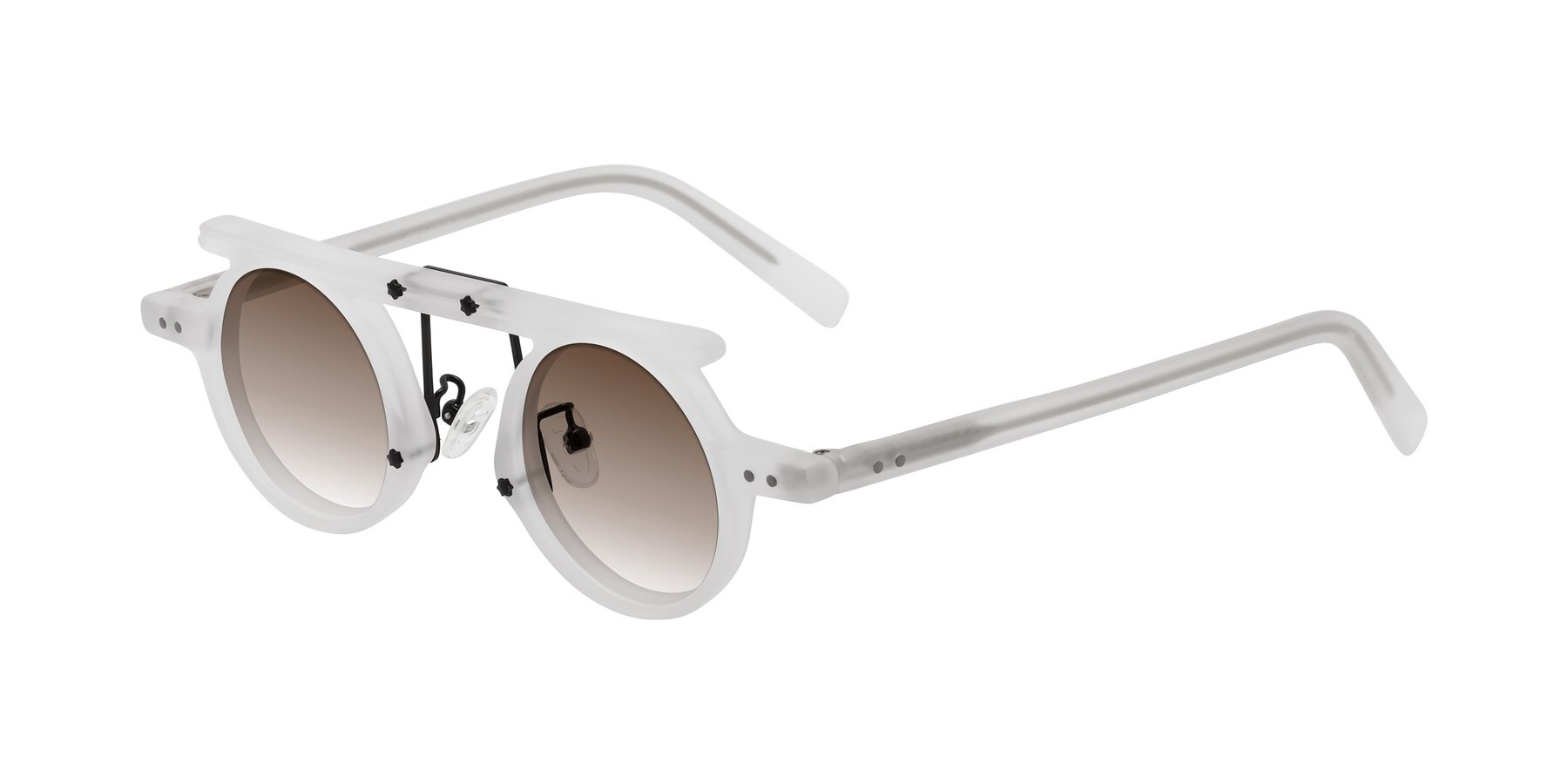 Angle of Deer in Matte White with Brown Gradient Lenses