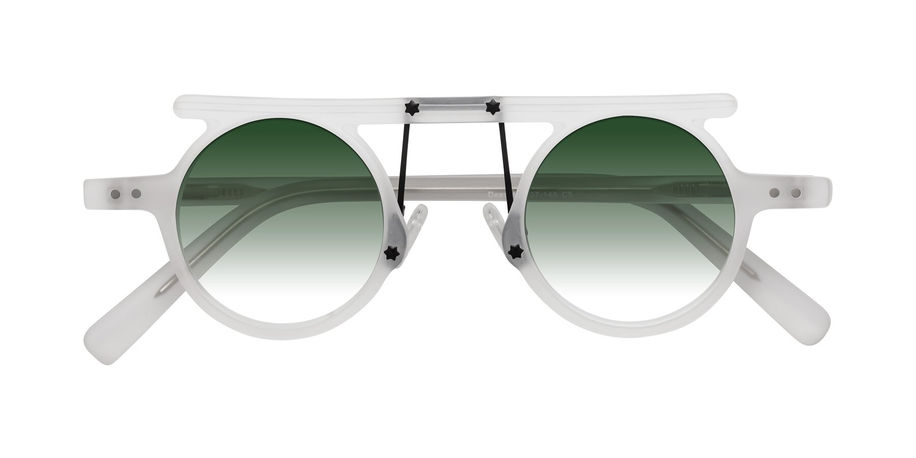 Folded Front of Deer in Matte White with Green Gradient Lenses