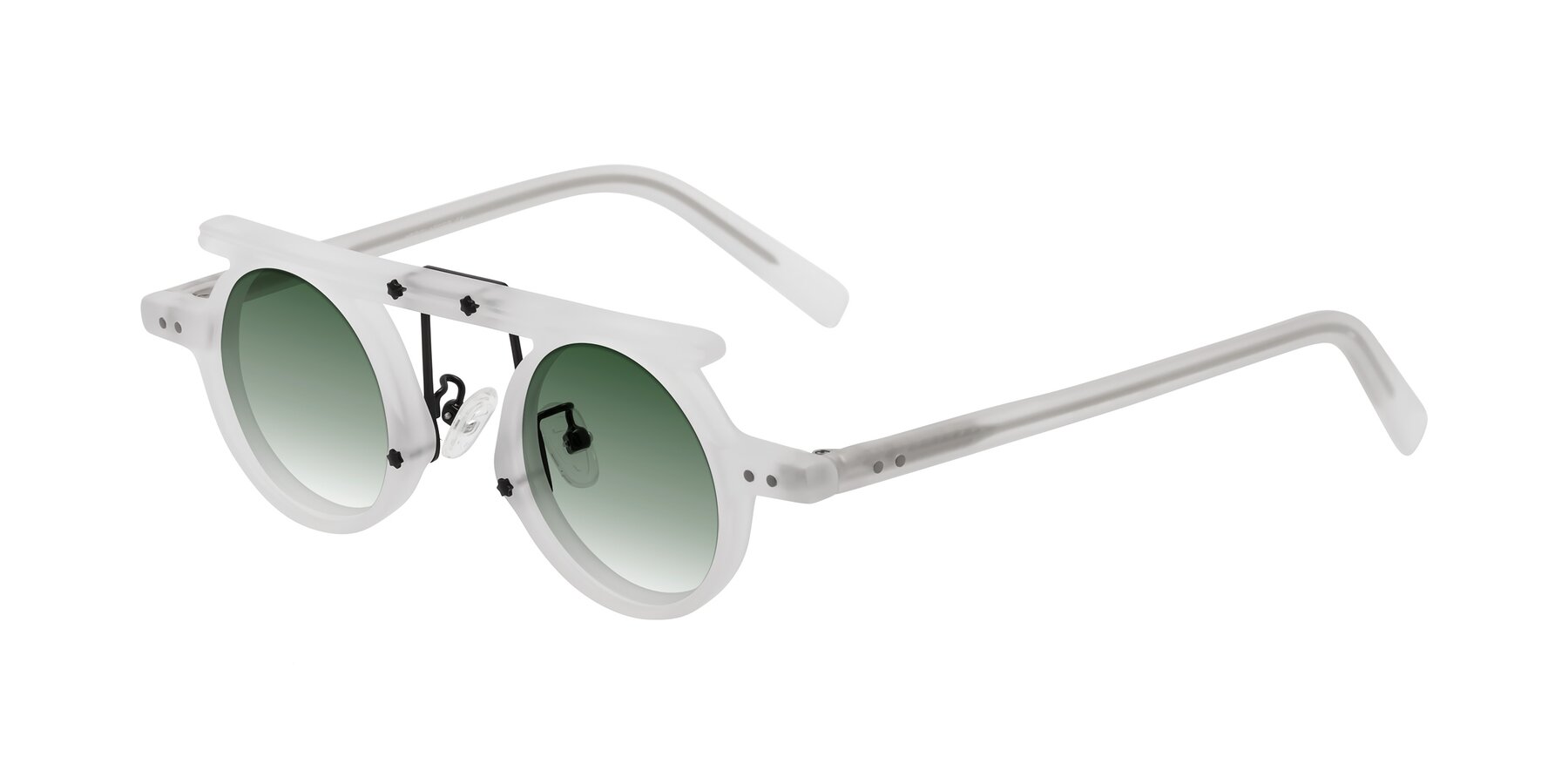 Angle of Deer in Matte White with Green Gradient Lenses