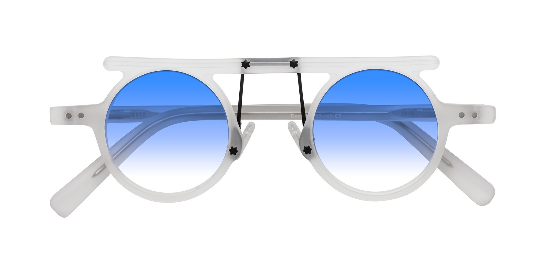 Folded Front of Deer in Matte White with Blue Gradient Lenses