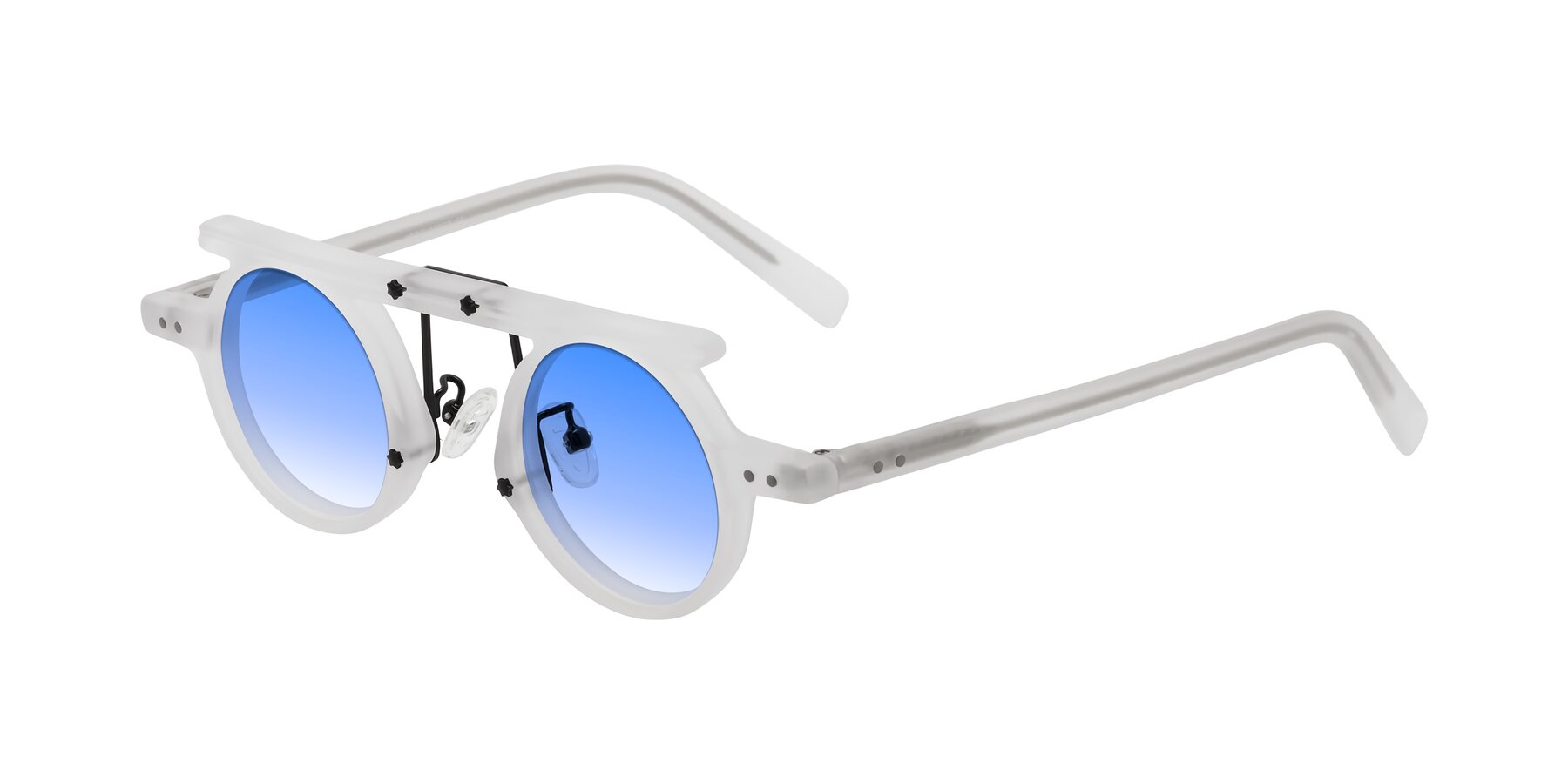 Angle of Deer in Matte White with Blue Gradient Lenses