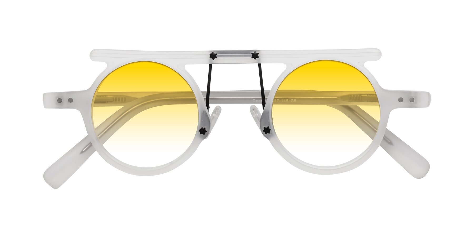 Folded Front of Deer in Matte White with Yellow Gradient Lenses