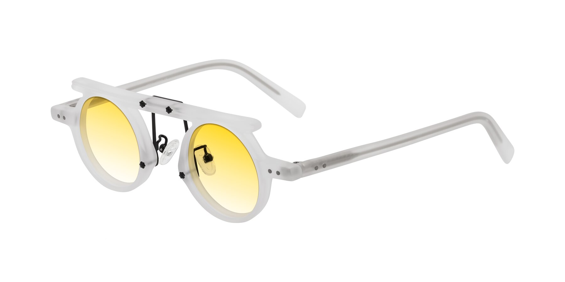 Angle of Deer in Matte White with Yellow Gradient Lenses