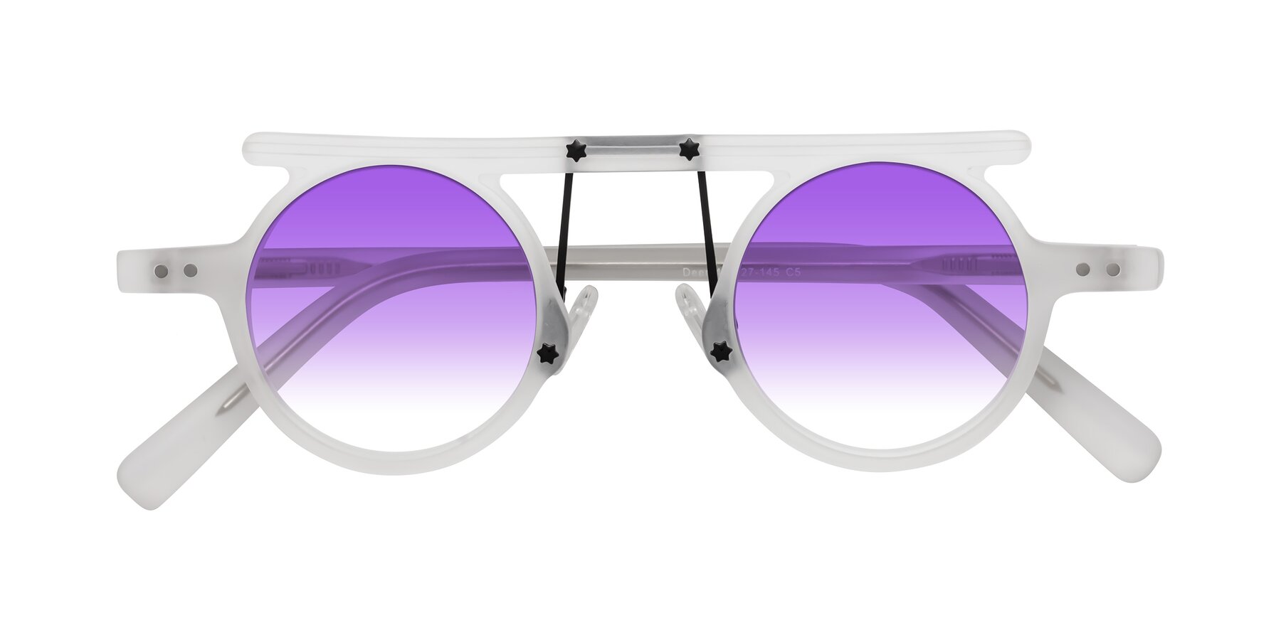 Folded Front of Deer in Matte White with Purple Gradient Lenses