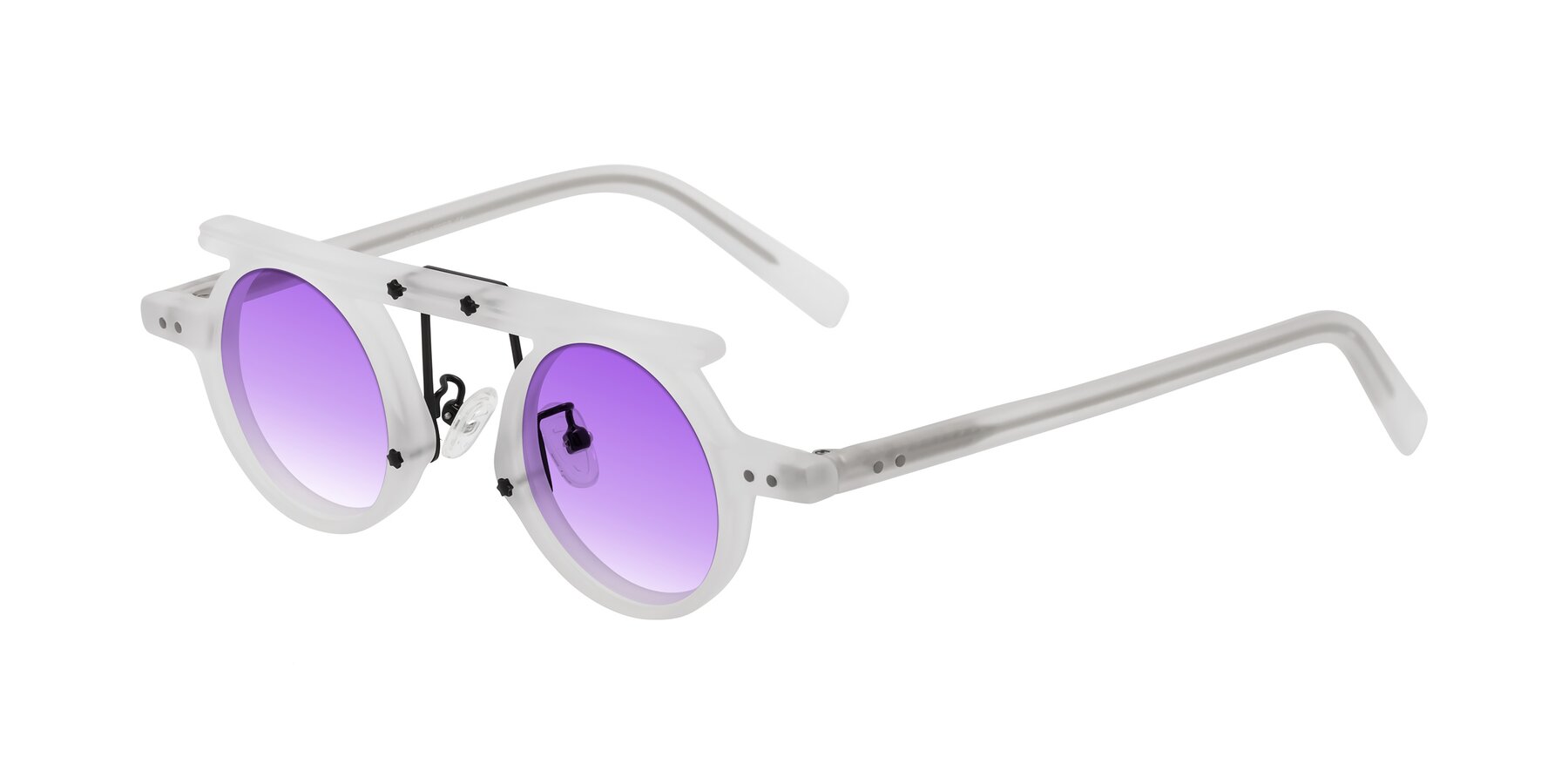 Angle of Deer in Matte White with Purple Gradient Lenses