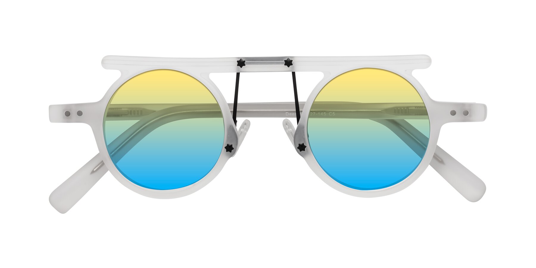 Folded Front of Deer in Matte White with Yellow / Blue Gradient Lenses