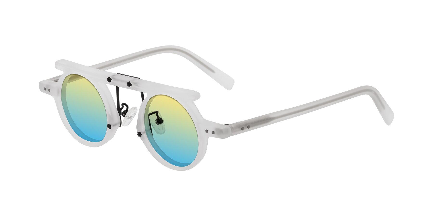 Angle of Deer in Matte White with Yellow / Blue Gradient Lenses