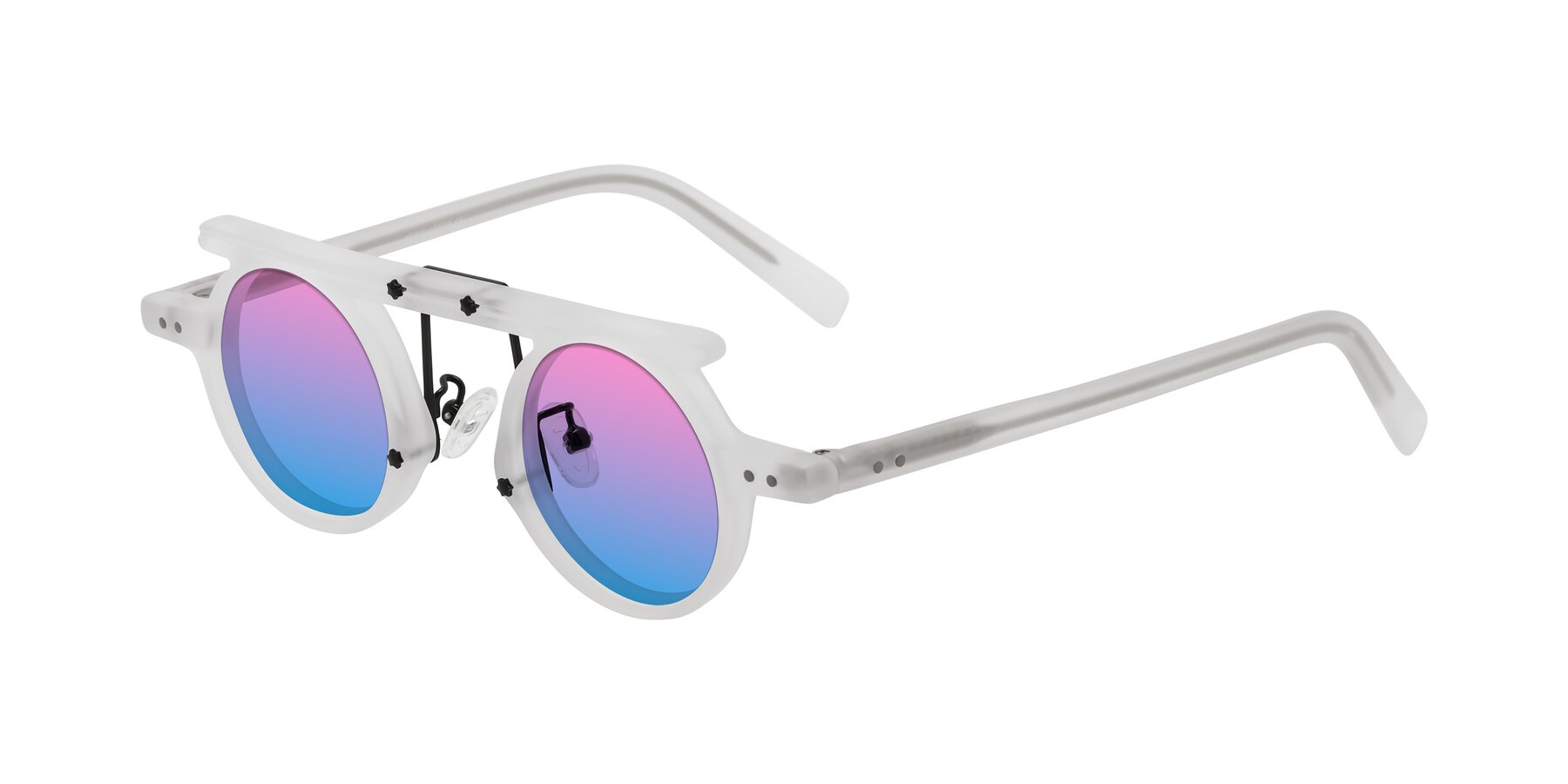 Angle of Deer in Matte White with Pink / Blue Gradient Lenses