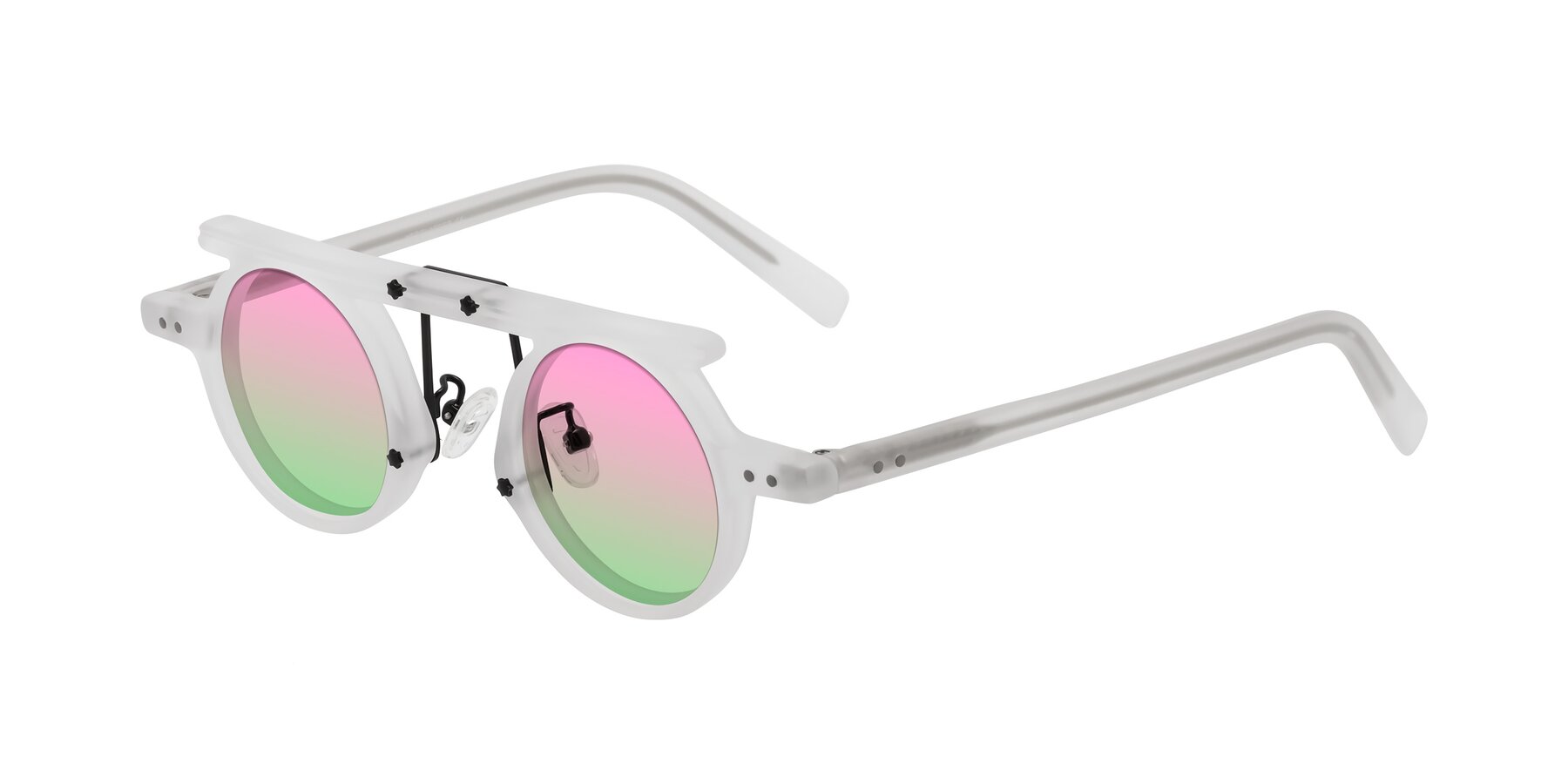 Angle of Deer in Matte White with Pink / Green Gradient Lenses