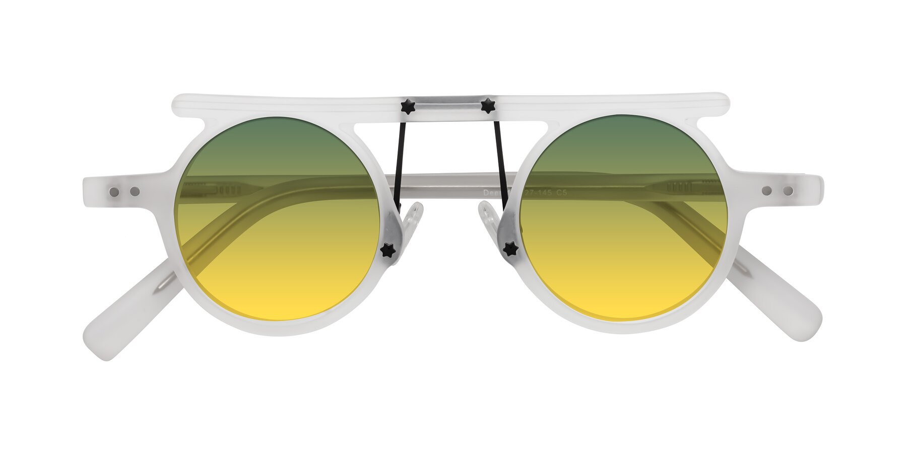 Folded Front of Deer in Matte White with Green / Yellow Gradient Lenses