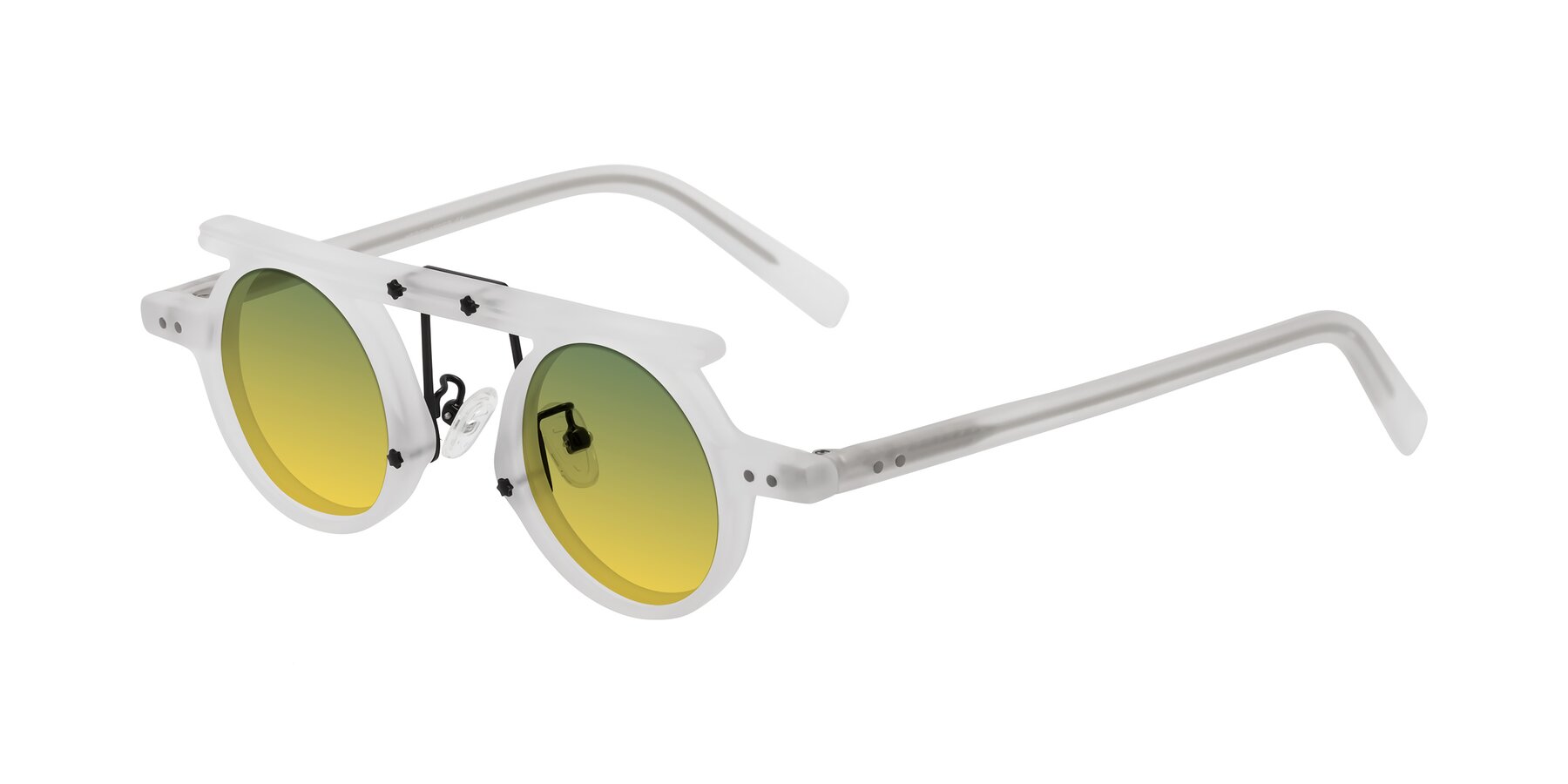 Angle of Deer in Matte White with Green / Yellow Gradient Lenses