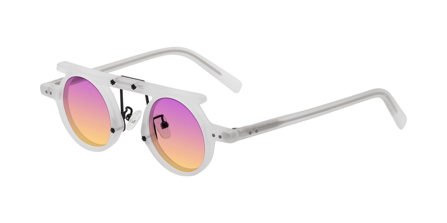 Angle of Deer in Matte White with Purple / Yellow Gradient Lenses