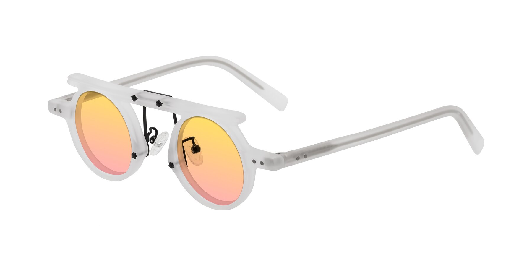 Angle of Deer in Matte White with Yellow / Pink Gradient Lenses