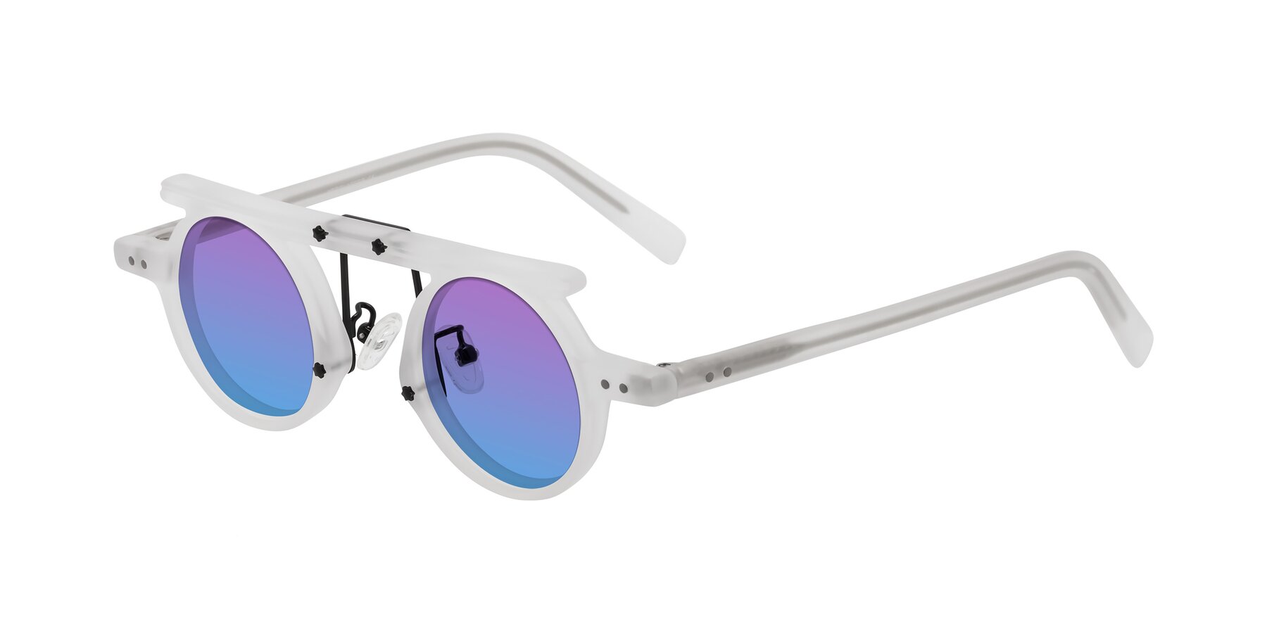 Angle of Deer in Matte White with Purple / Blue Gradient Lenses