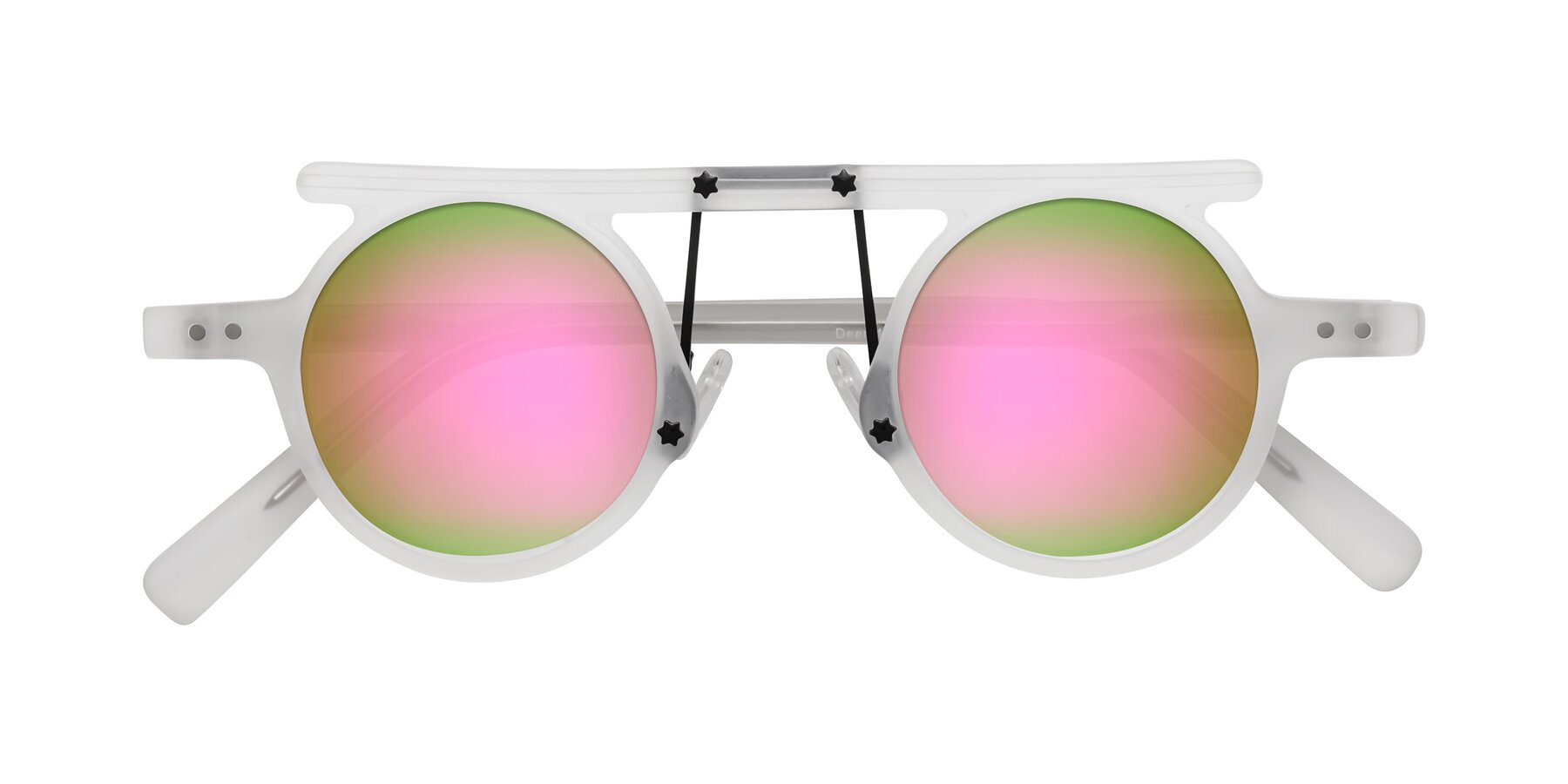 Folded Front of Deer in Matte White with Pink Mirrored Lenses