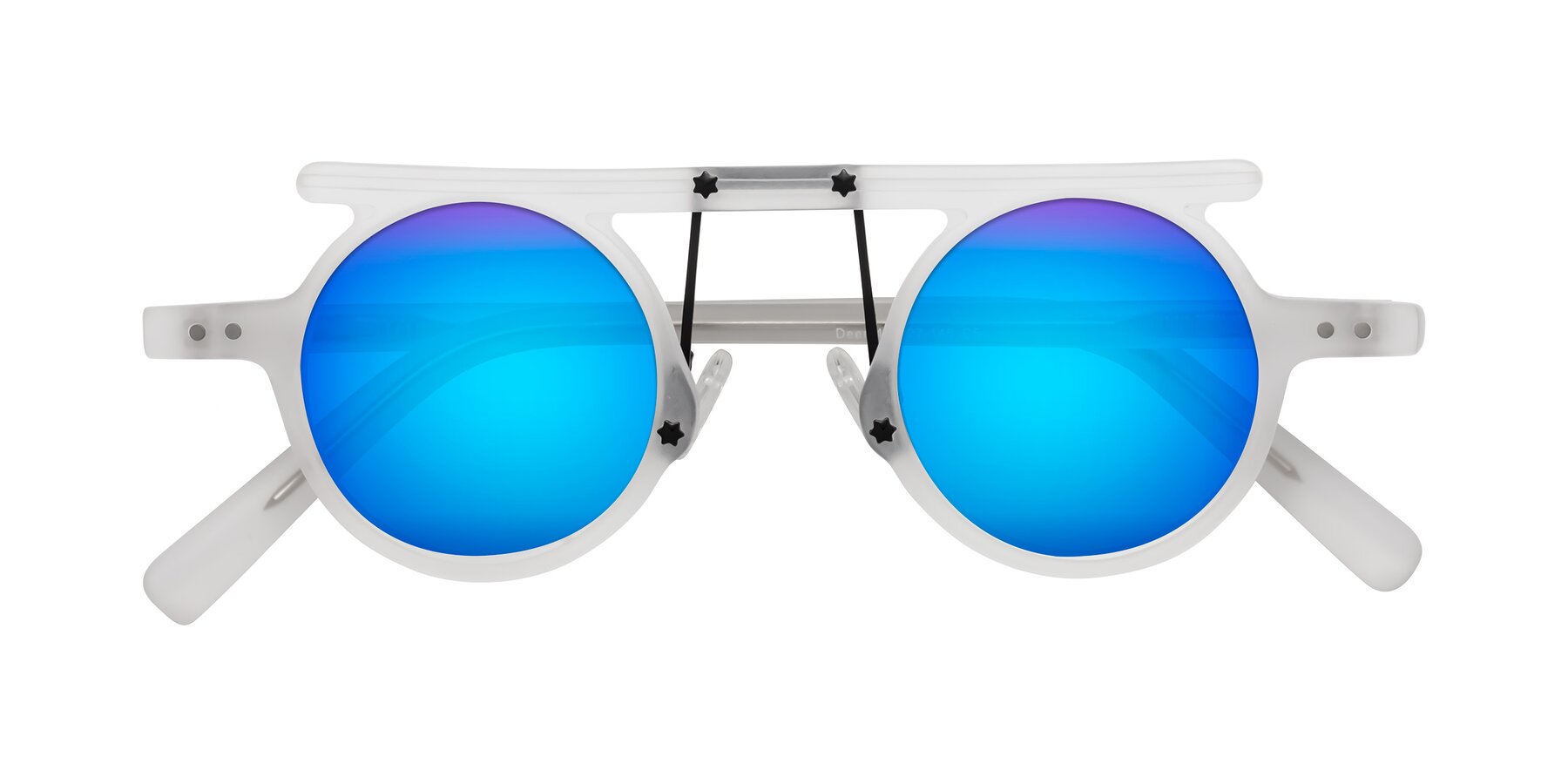 Folded Front of Deer in Matte White with Blue Mirrored Lenses