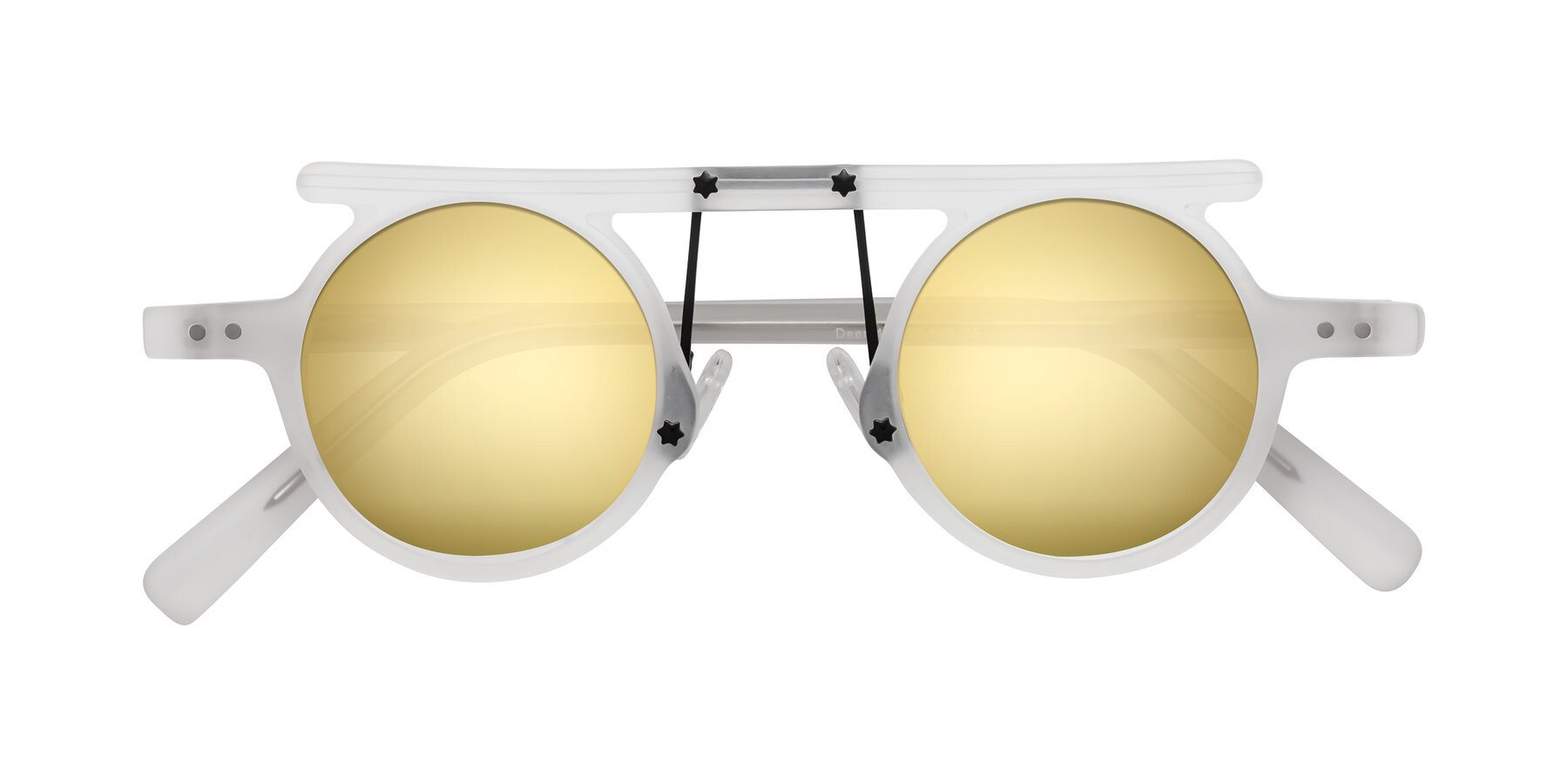 Folded Front of Deer in Matte White with Gold Mirrored Lenses