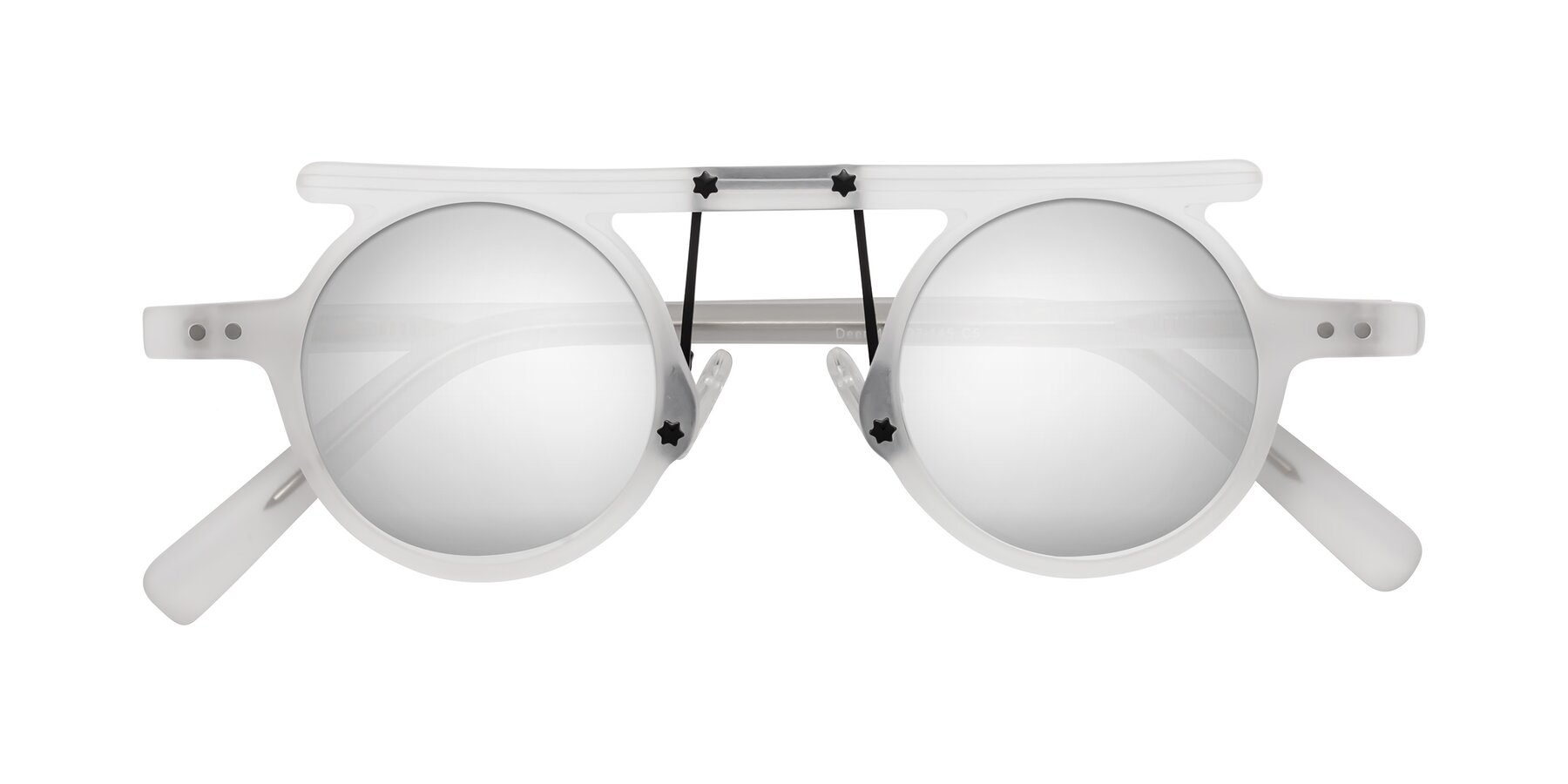 Folded Front of Deer in Matte White with Silver Mirrored Lenses