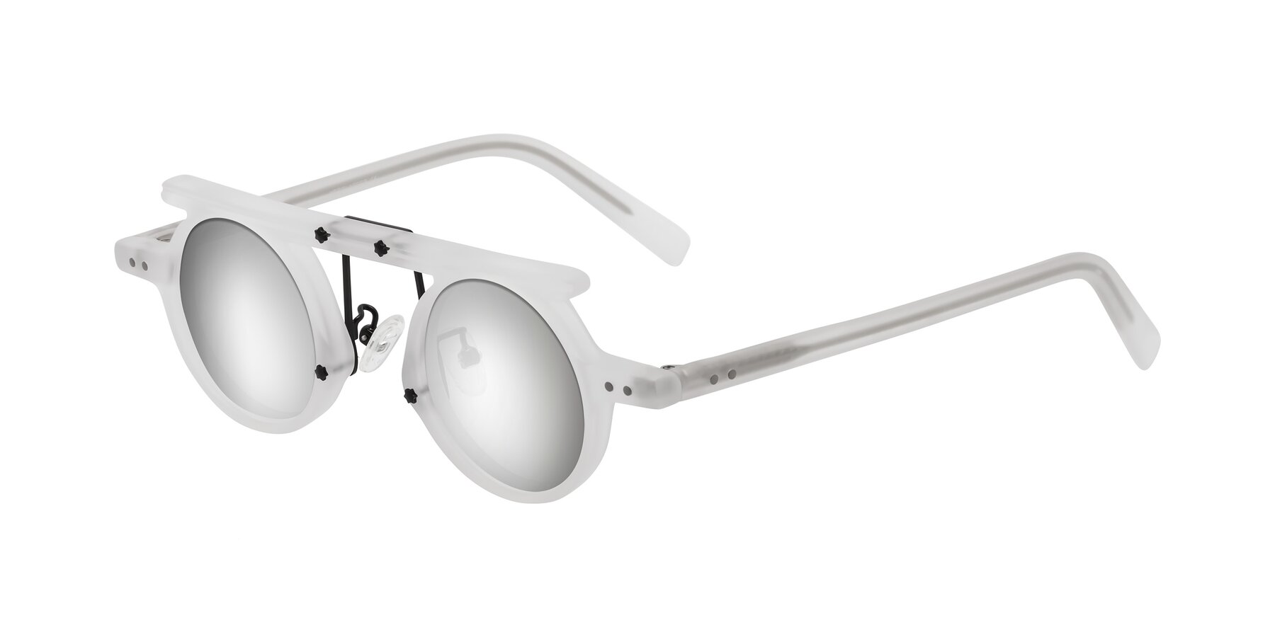 Angle of Deer in Matte White with Silver Mirrored Lenses