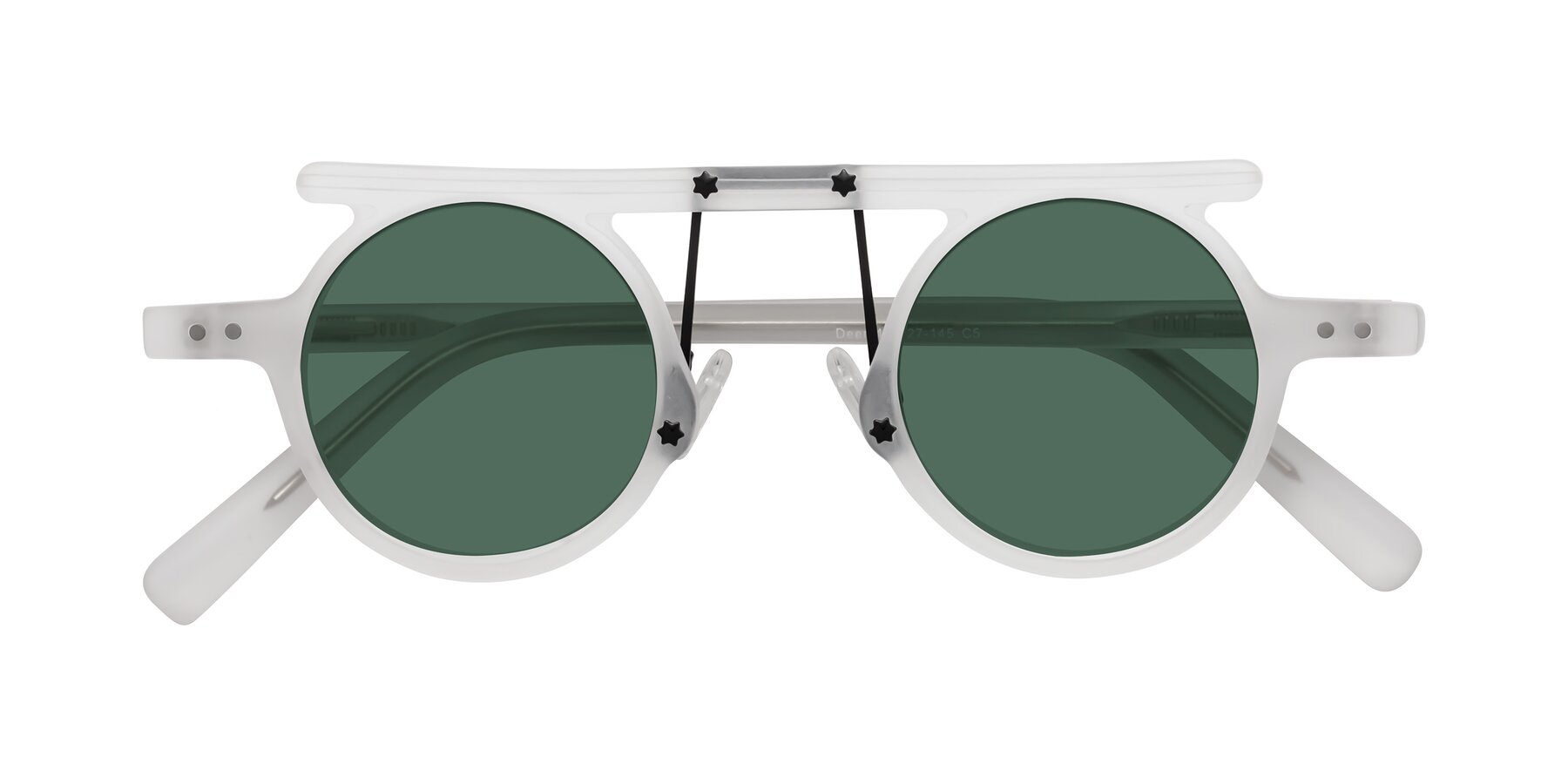 Folded Front of Deer in Matte White with Green Polarized Lenses