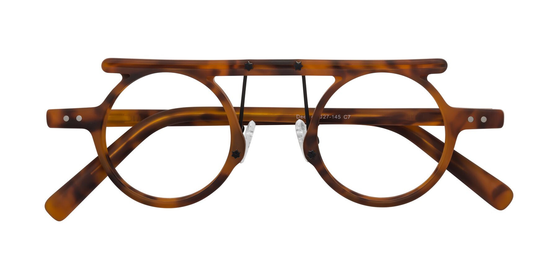 Folded Front of Deer in Lava Tortoise with Clear Eyeglass Lenses