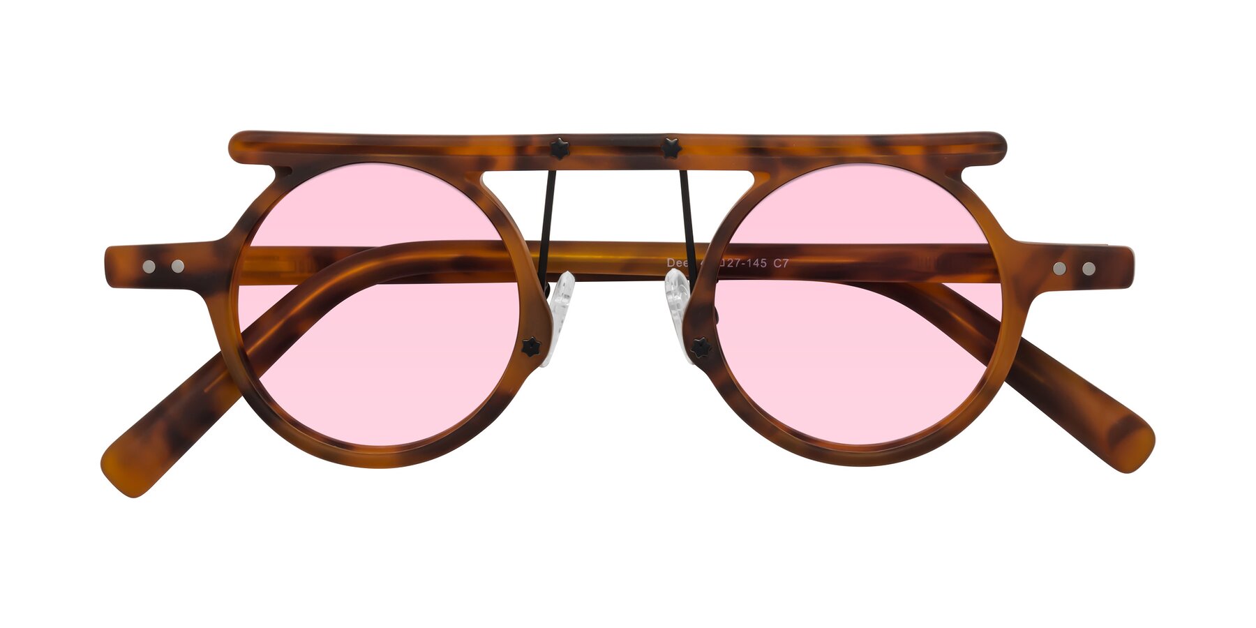 Folded Front of Deer in Lava Tortoise with Light Pink Tinted Lenses